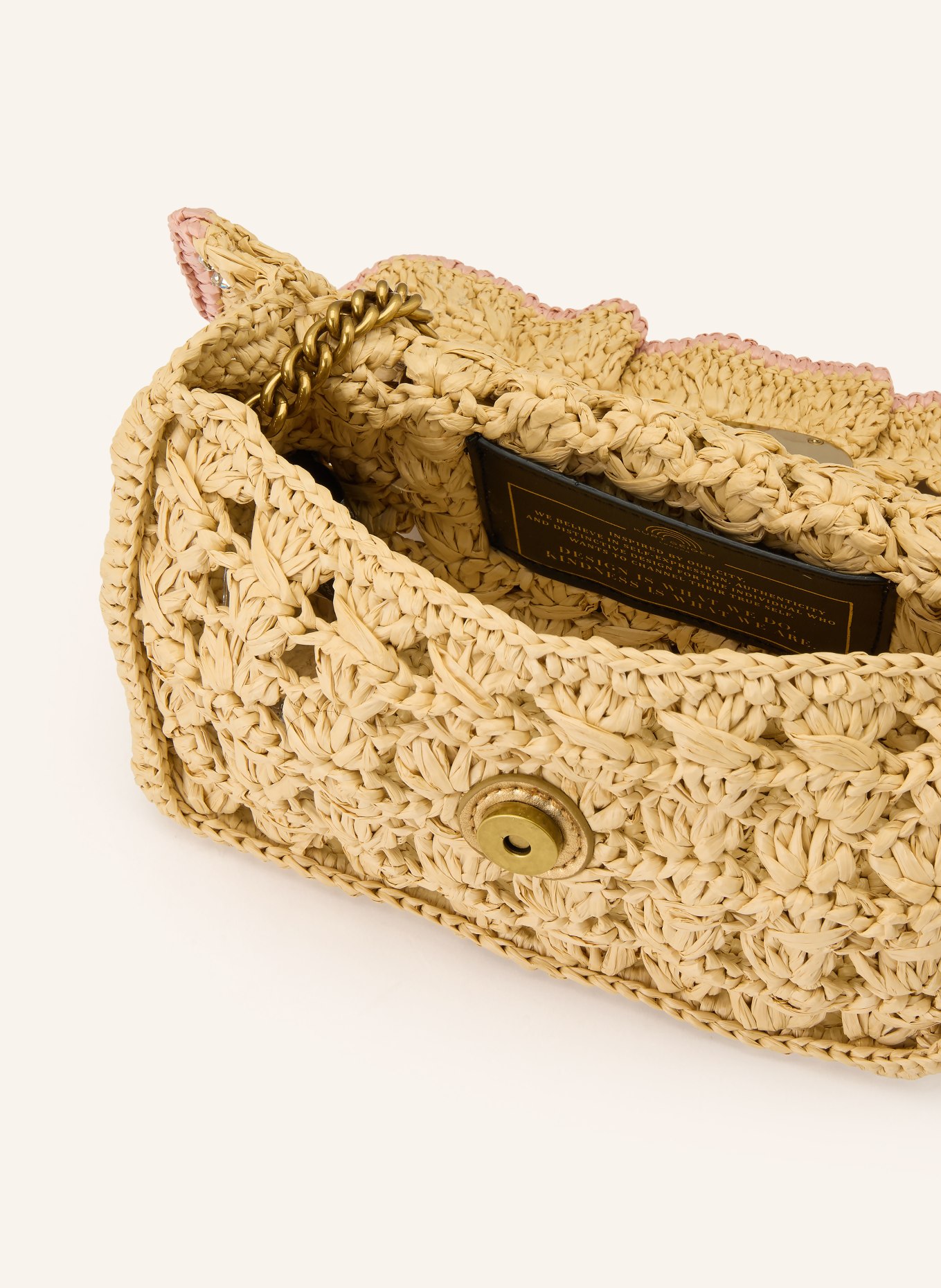 KURT GEIGER Schultertasche CHELSA mit Schmucksteinen: BEIGE / ROSA