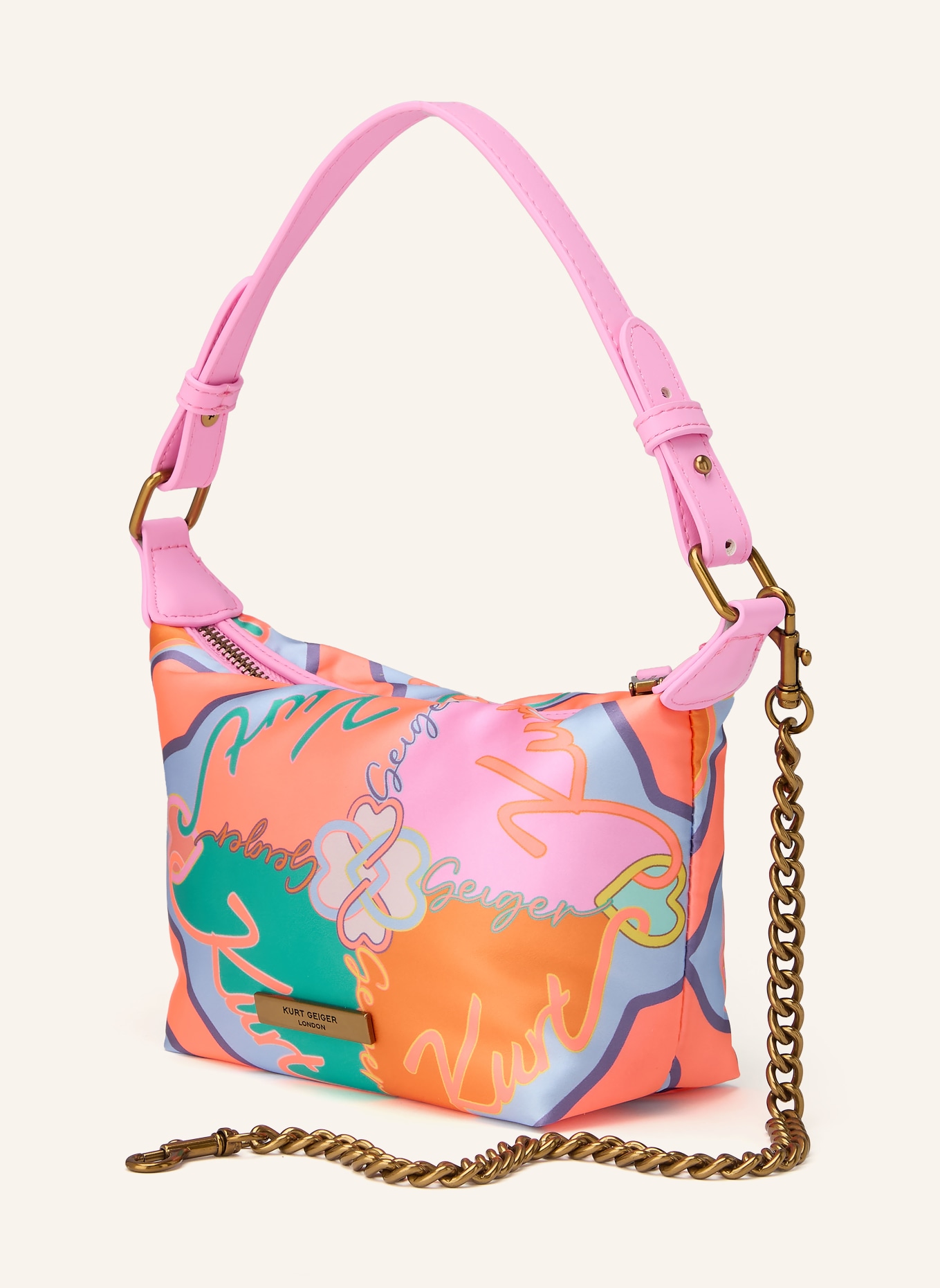 KURT GEIGER Kabelka KENSINGTON: RŮŽOVÁ / ZLATÁ / ORANŽOVÁ