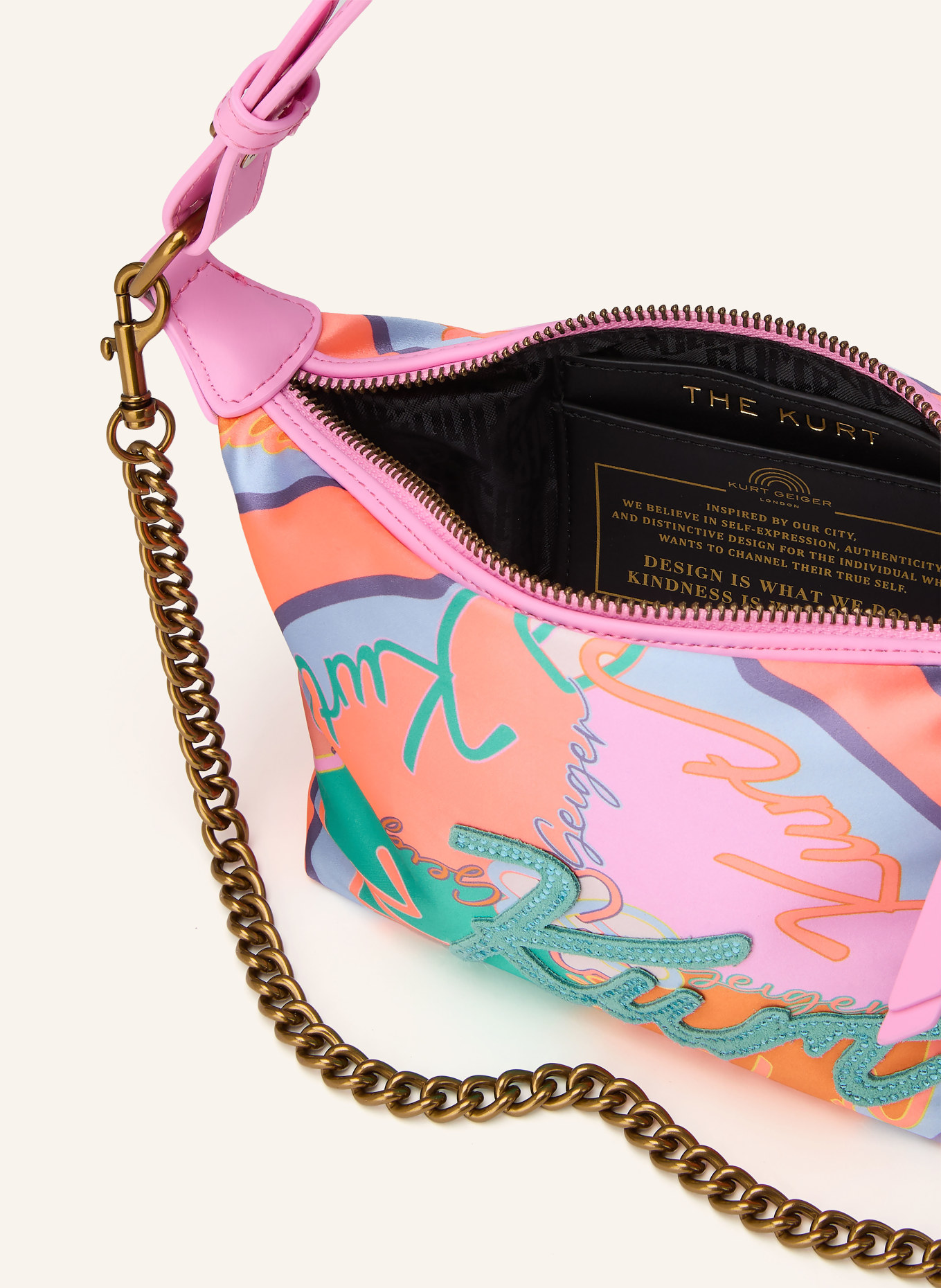 KURT GEIGER Kabelka KENSINGTON: RŮŽOVÁ / ZLATÁ / ORANŽOVÁ