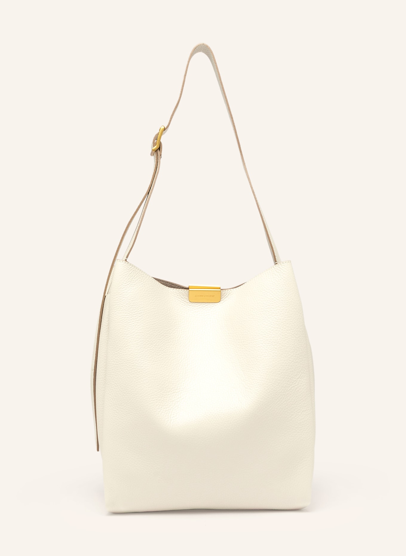 GIANNI CHIARINI JO MEDIUM drawstring bag: ECRU / GOLD