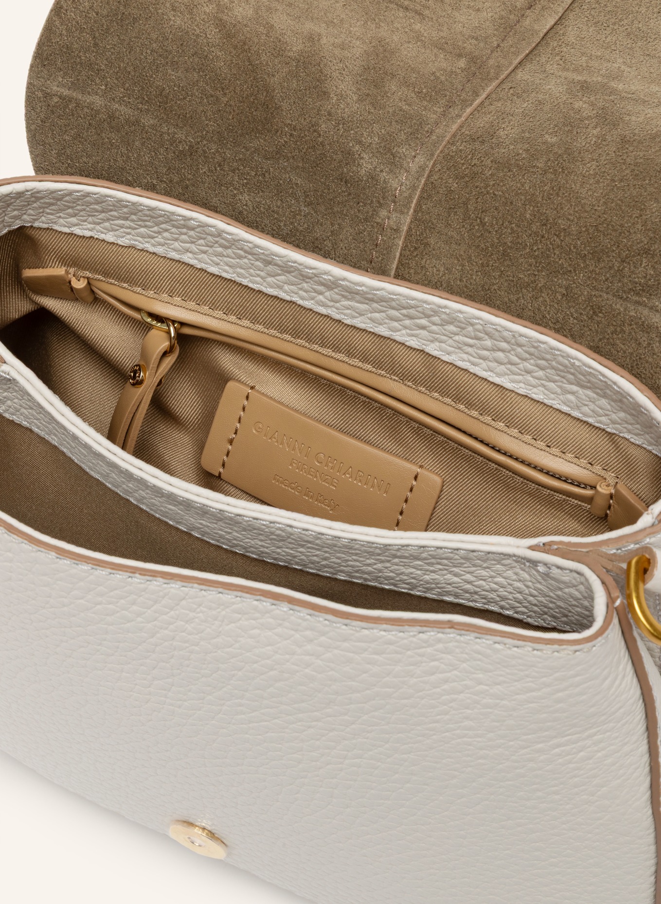 GIANNI CHIARINI HELENA Shoulder Bag: CREAM / GOLD / LIGHT BROWN