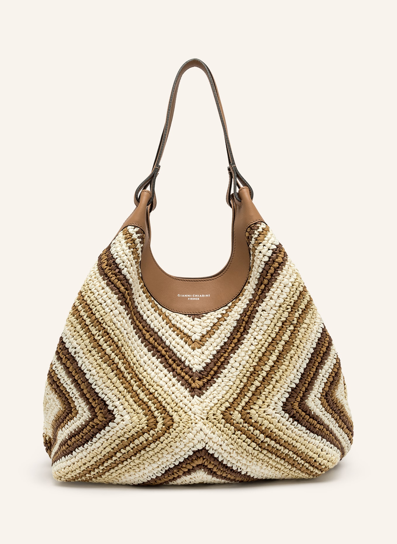 GIANNI CHIARINI Beuteltasche mit Pouch: CAMEL / HELLBRAUN / DUNKELBRAUN