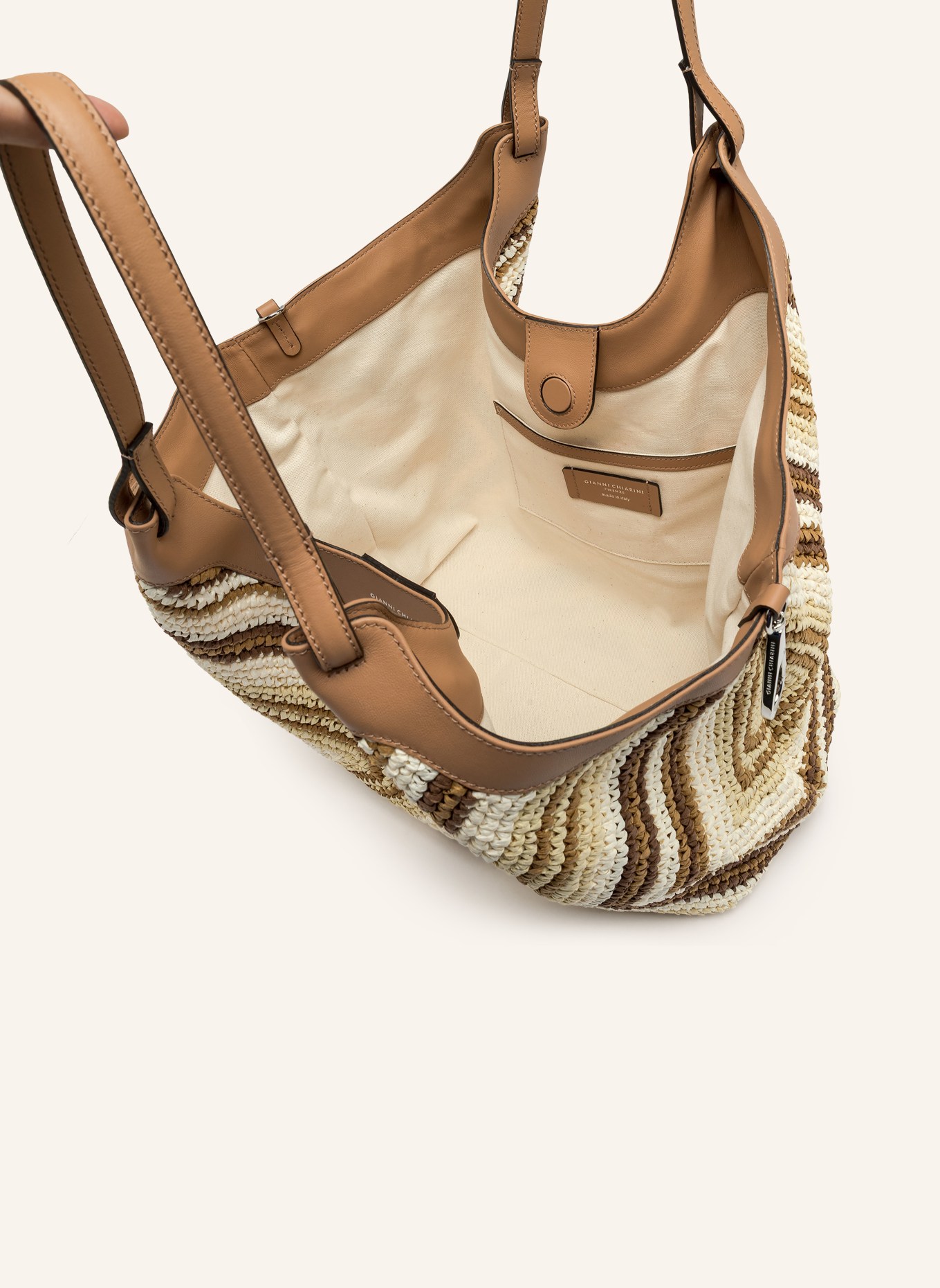 GIANNI CHIARINI Beuteltasche mit Pouch: CAMEL / HELLBRAUN / DUNKELBRAUN