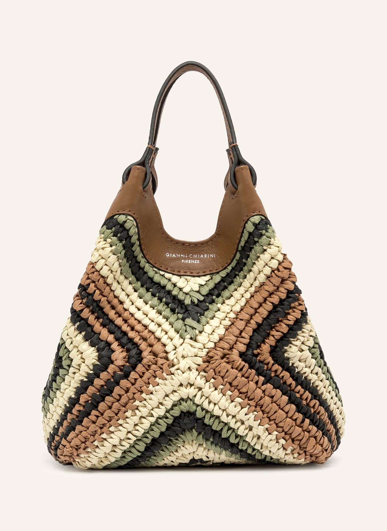 GIANNI CHIARINI Beuteltasche DUA MINI: CAMEL / CREME / HELLGRÜN