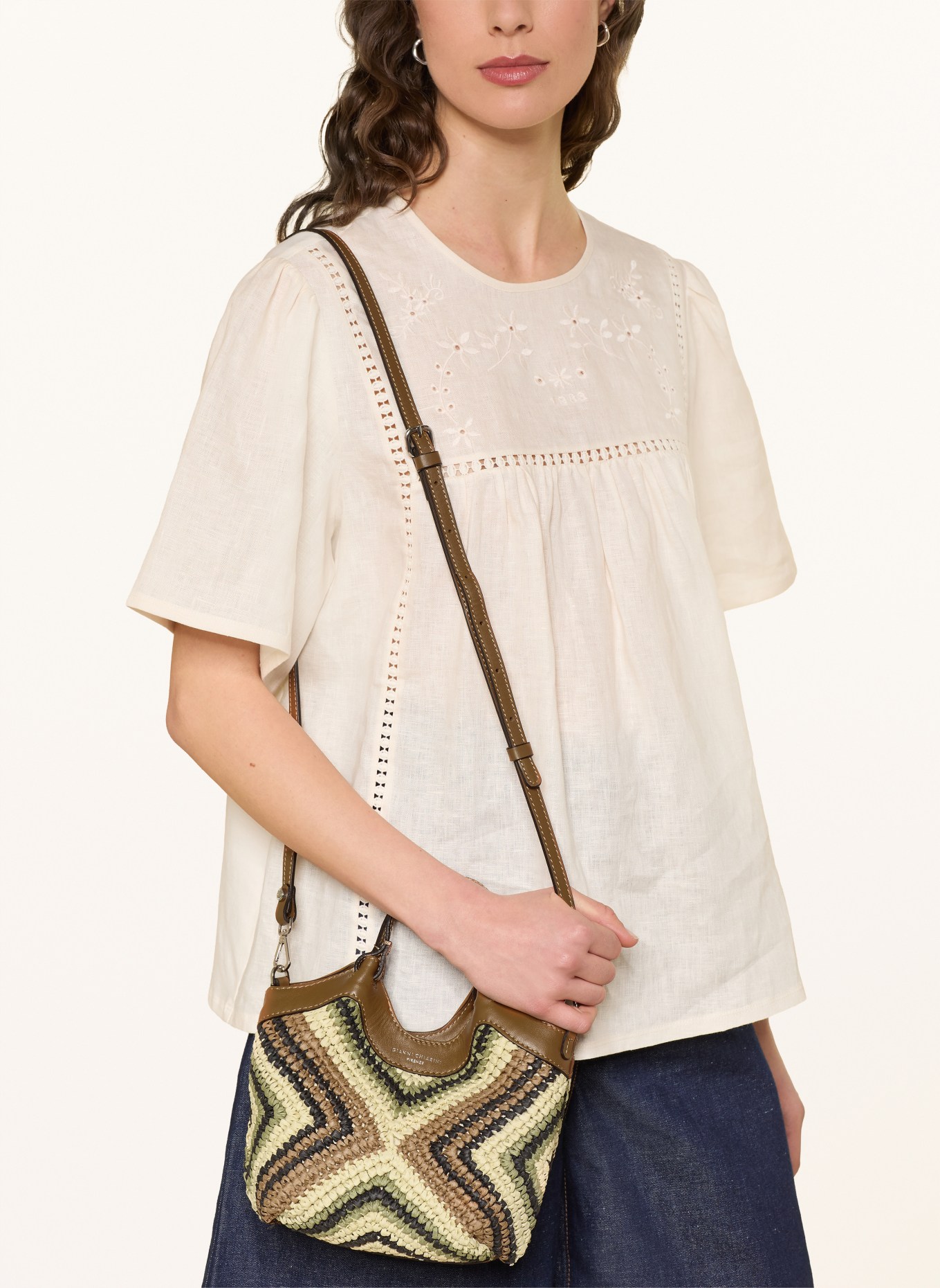 GIANNI CHIARINI Tassenmodel DUA MINI: CAMEL / CRÈME / LICHTGROEN