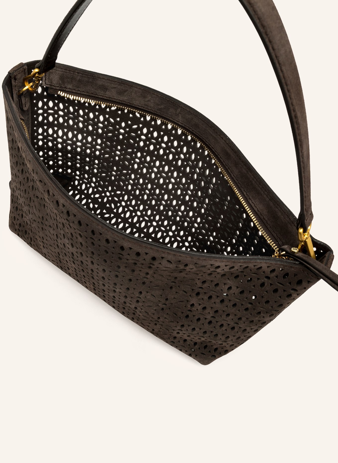 GIANNI CHIARINI Schultertasche mit Cut-outs: TAUPE / GOLD