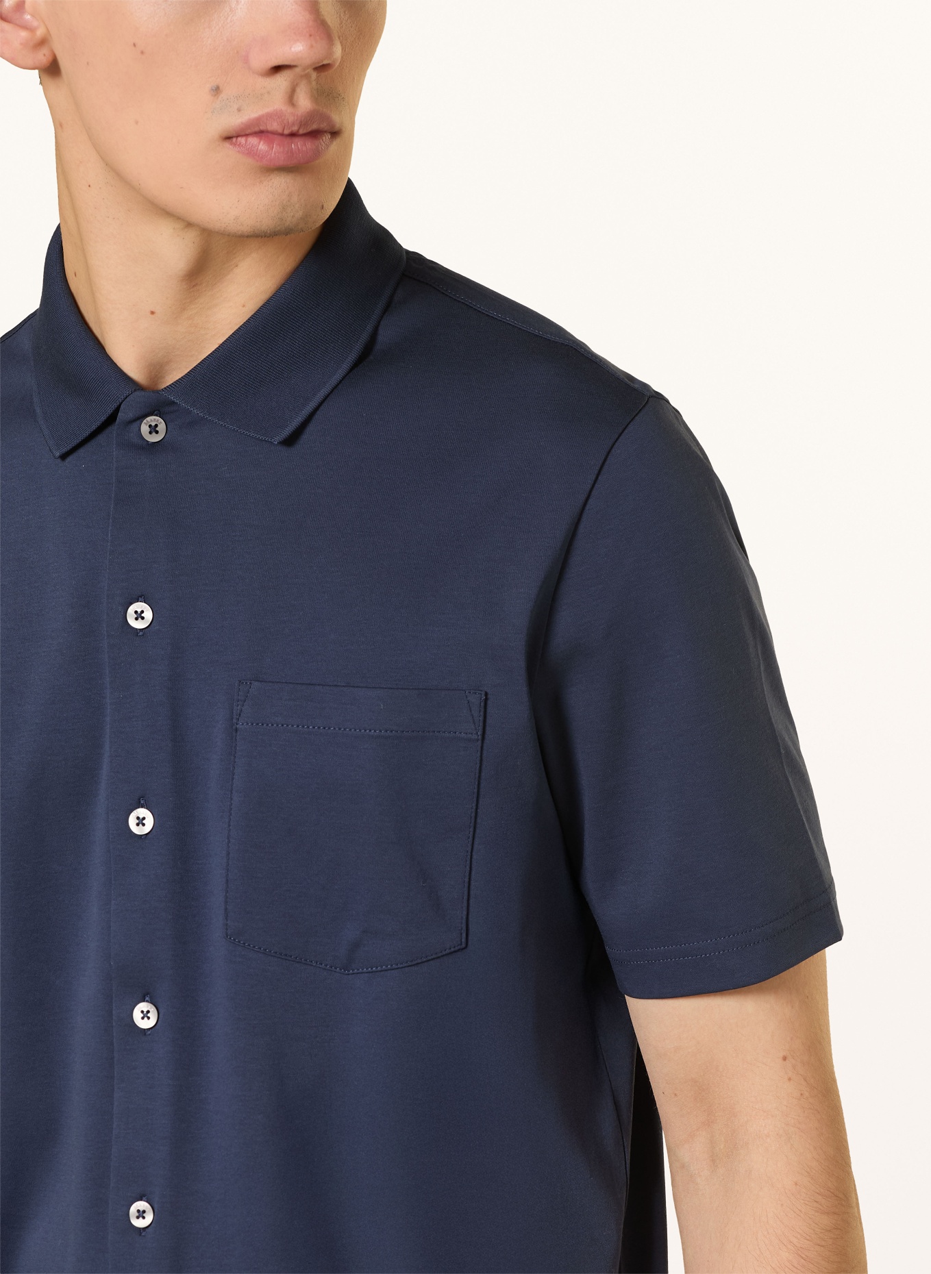 MAERZ MUENCHEN Korte mouwen shirt Regular Fit van jersey: DONKERBLAUW