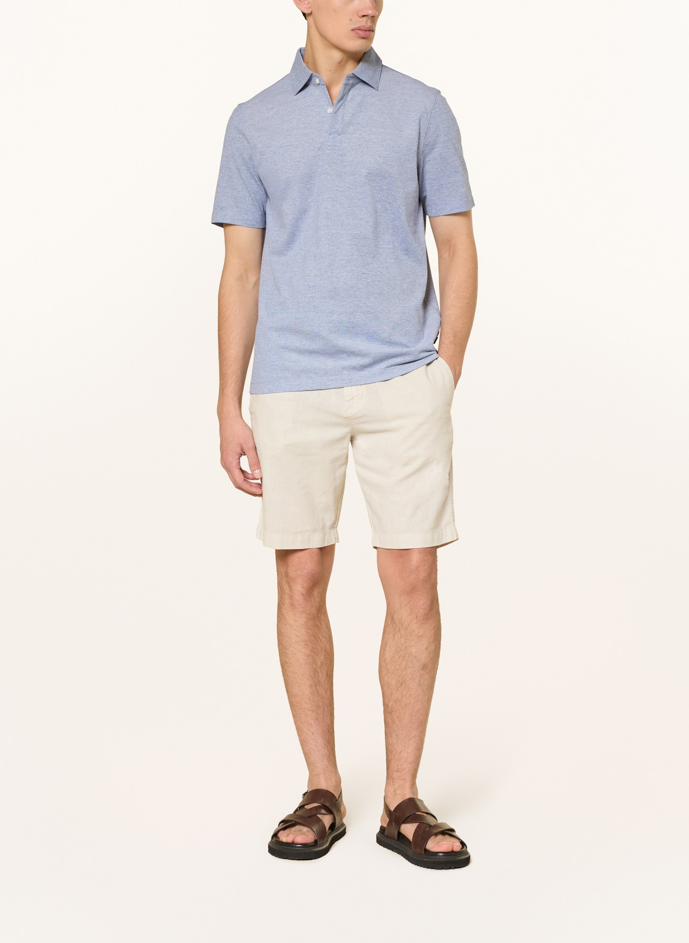 MAERZ MUENCHEN Piqué-Poloshirt: BLAU / HELLBLAU