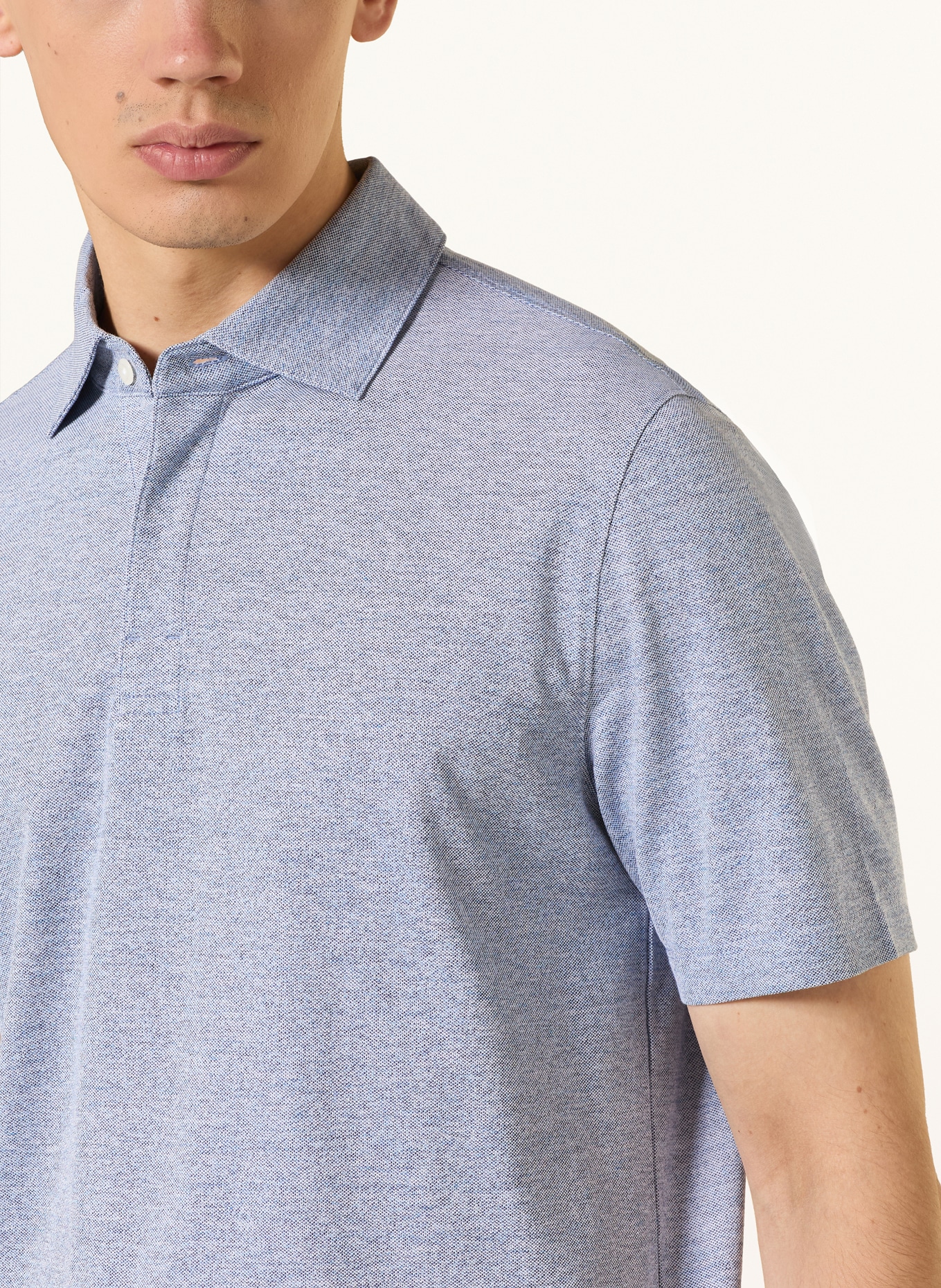 MAERZ MUENCHEN Piqué-Poloshirt: BLAU / HELLBLAU