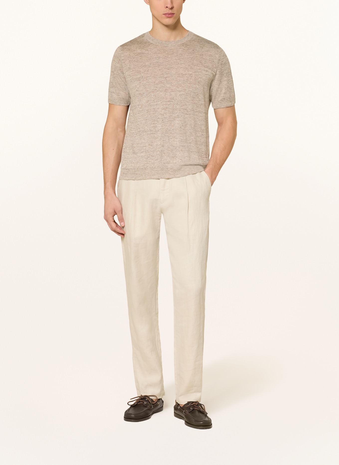 MAERZ MUENCHEN Dzianinowa koszulka z lnu: BEŻOWY