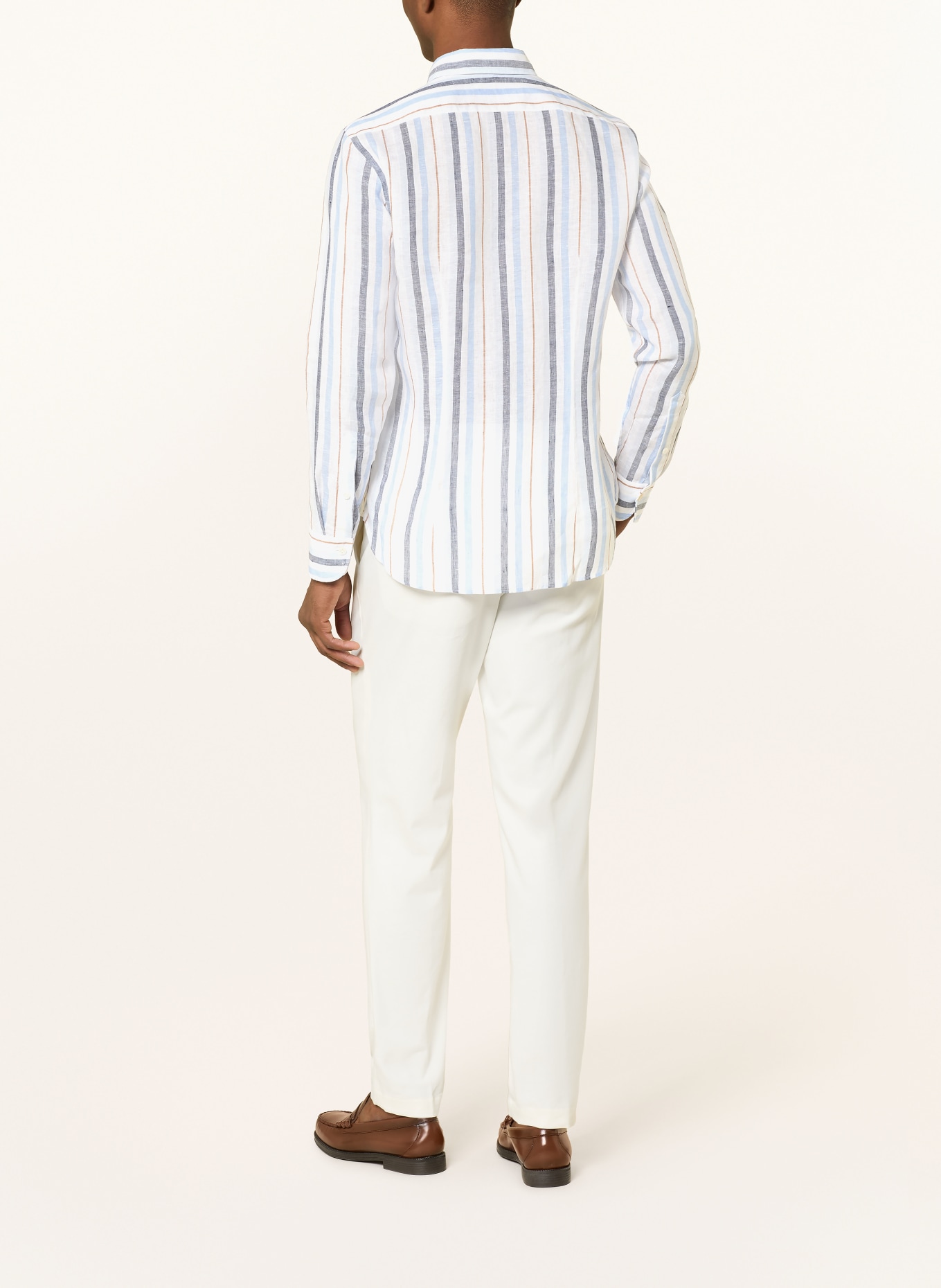 OLYMP SIGNATURE Leinenhemd Casual tailored fit: HELLBLAU / DUNKELGRAU / WEISS