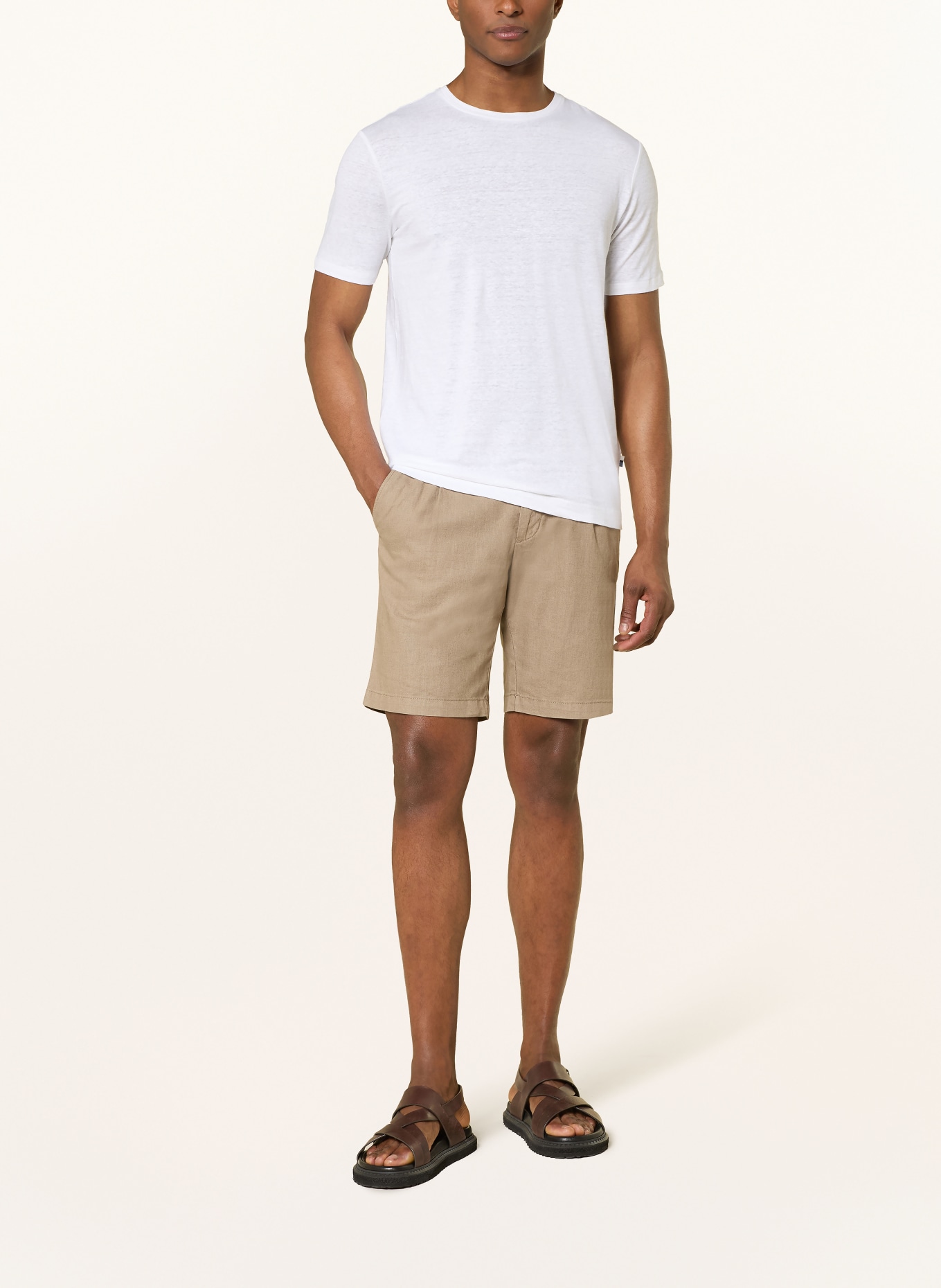 OLYMP T-Shirt aus Leinen: WEISS