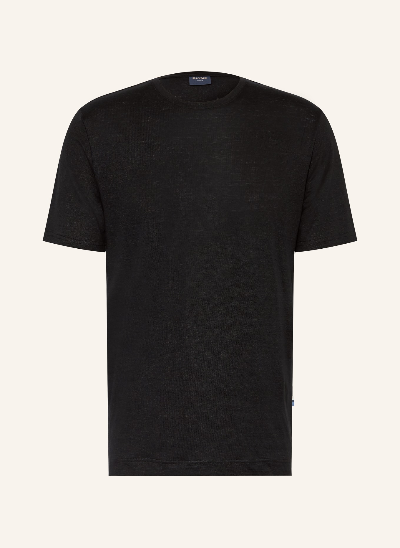 OLYMP T-Shirt aus Leinen: SCHWARZ