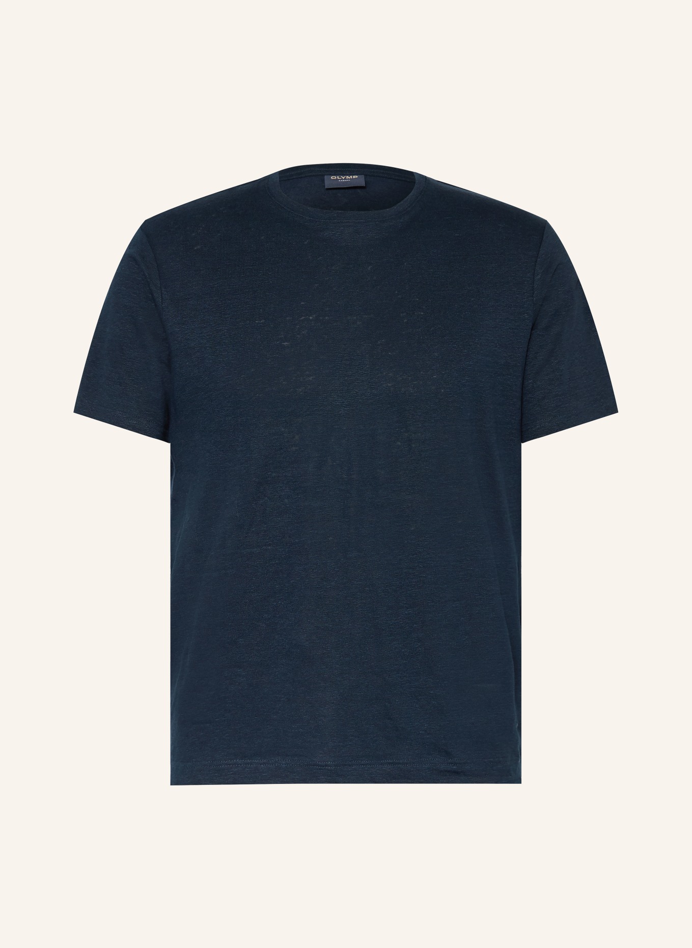 OLYMP T-Shirt aus Leinen: DUNKELBLAU