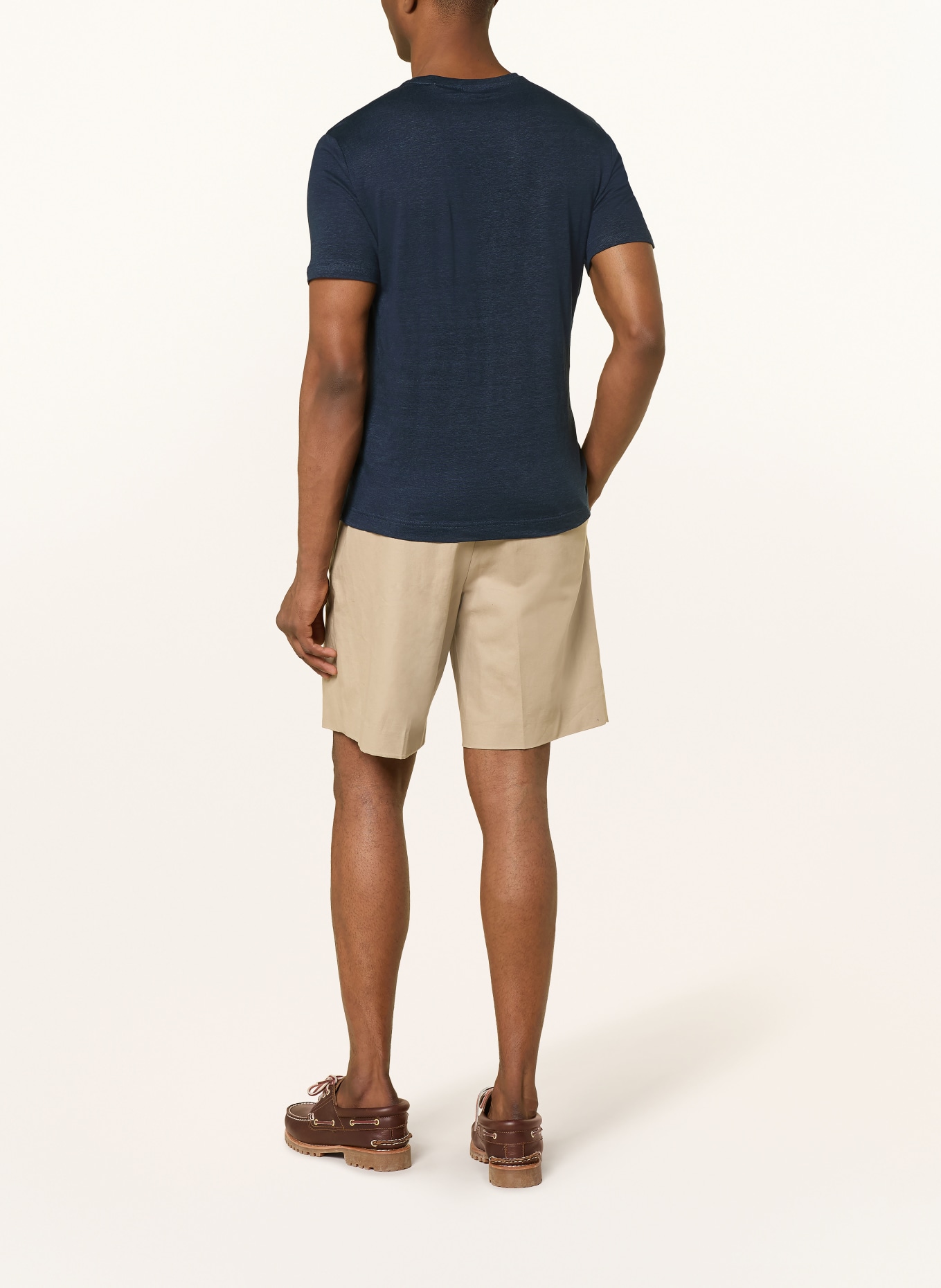 OLYMP T-Shirt aus Leinen: DUNKELBLAU