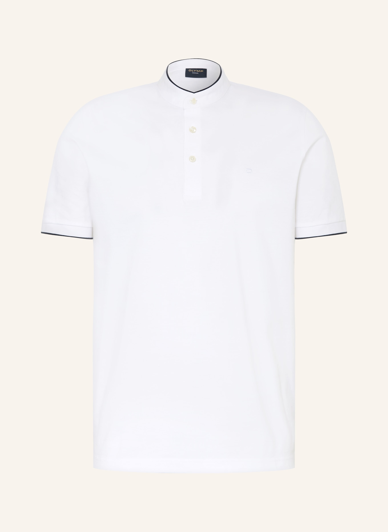 OLYMP Piqué-Poloshirt Casual regular fit: WEISS / DUNKELBLAU