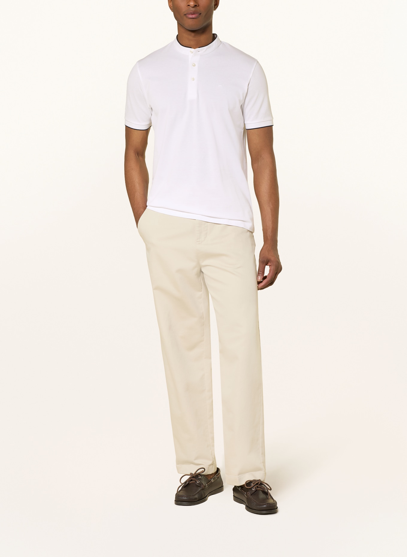 OLYMP Piqué-Poloshirt Casual regular fit: WEISS / DUNKELBLAU