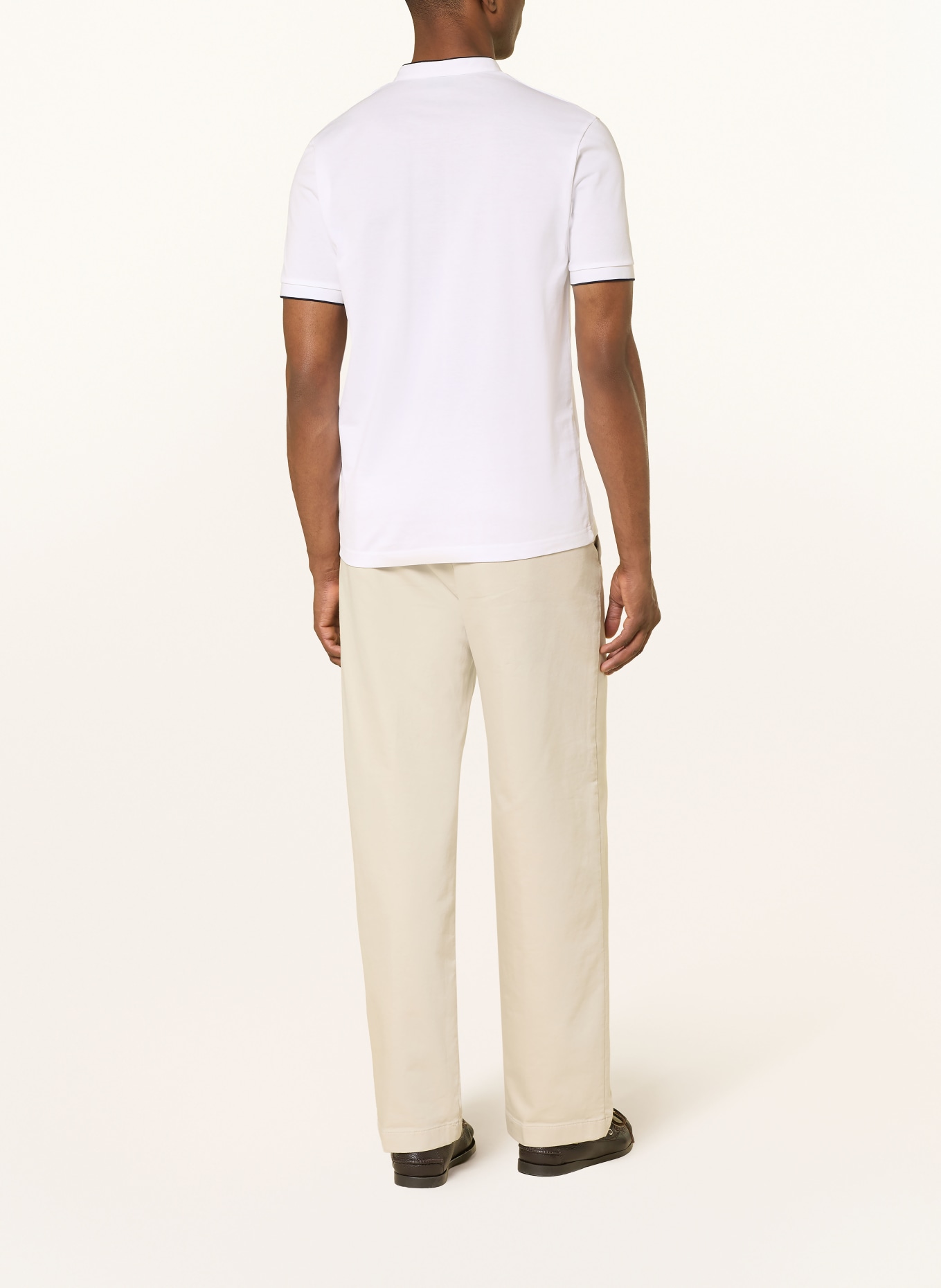 OLYMP Piqué-Poloshirt Casual regular fit: WEISS / DUNKELBLAU