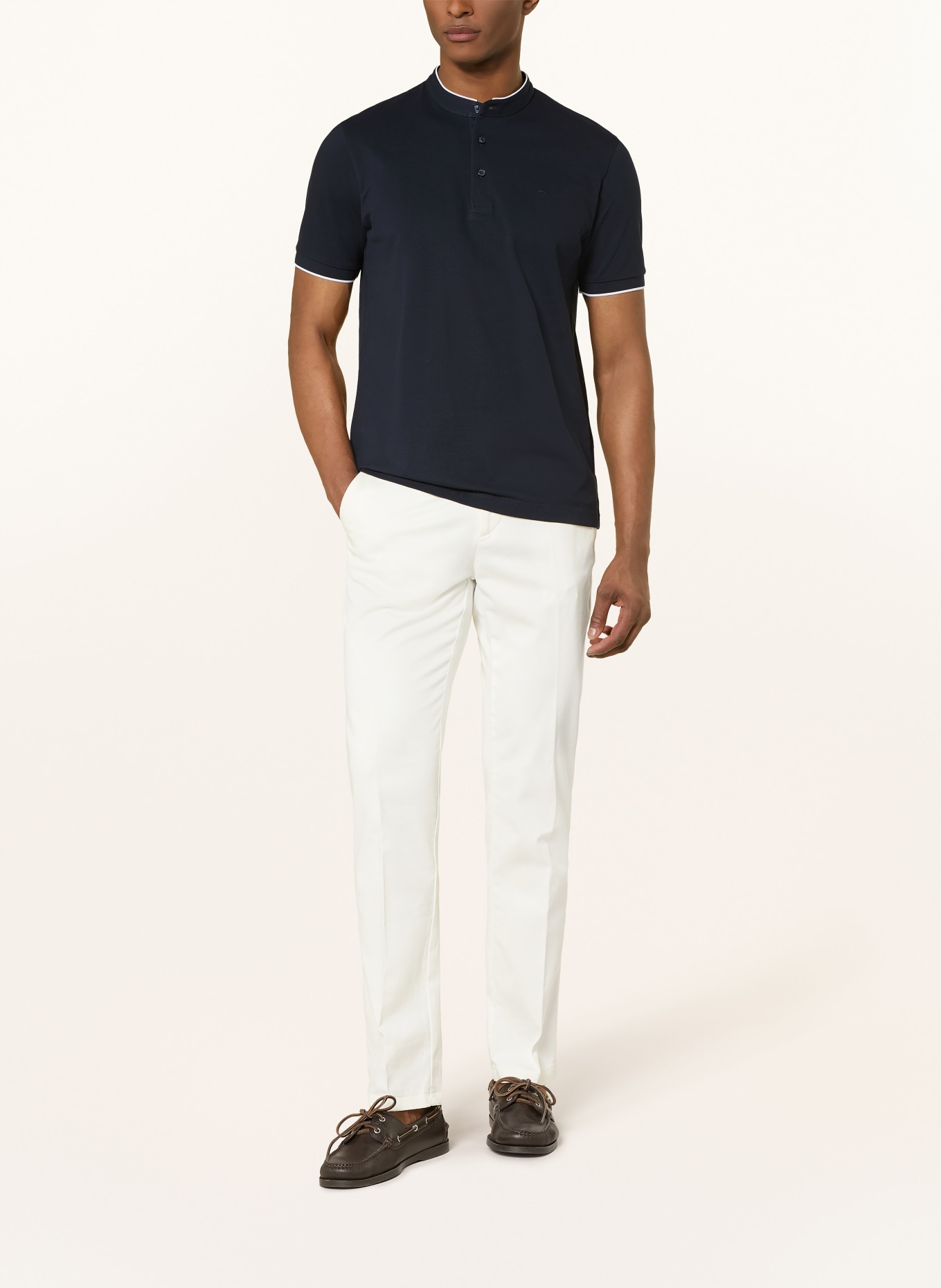 OLYMP Piqué-Poloshirt Casual regular fit: DUNKELBLAU / WEISS