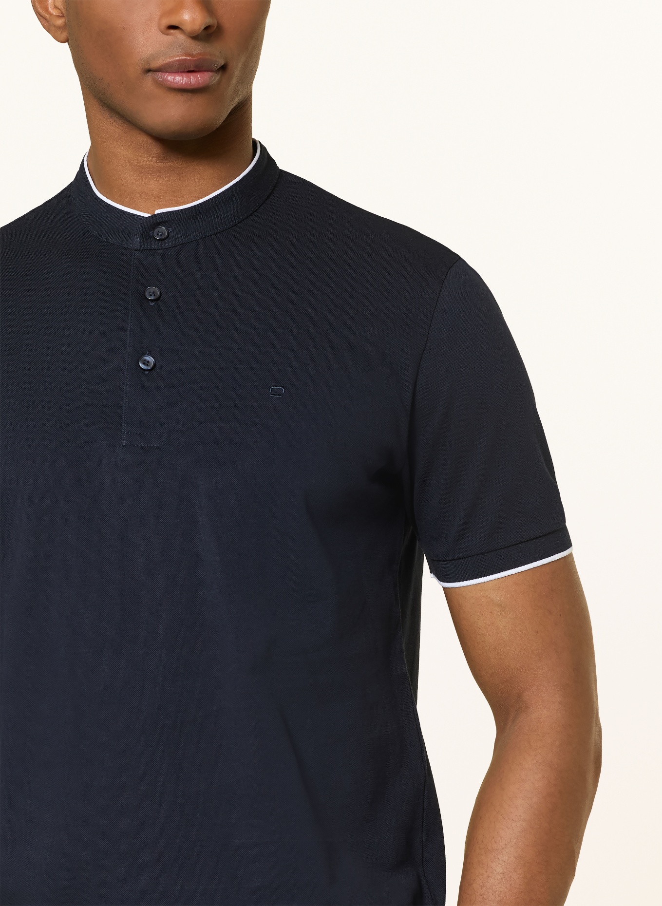 OLYMP Piqué-Poloshirt Casual regular fit: DUNKELBLAU / WEISS