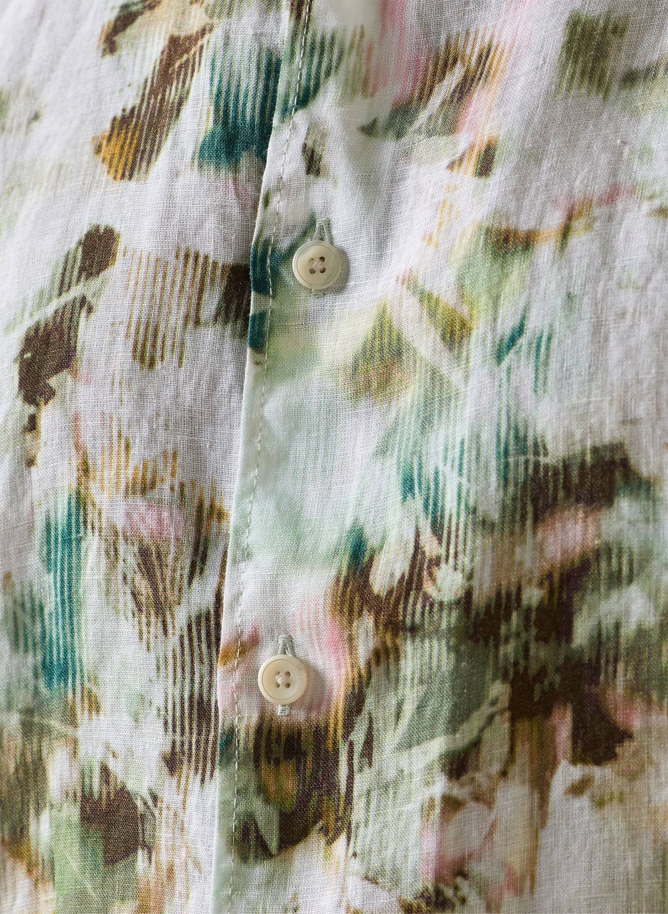 OLYMP Kurzarm-Hemd Casual regular fit: GRÜN / BRAUN / WEISS