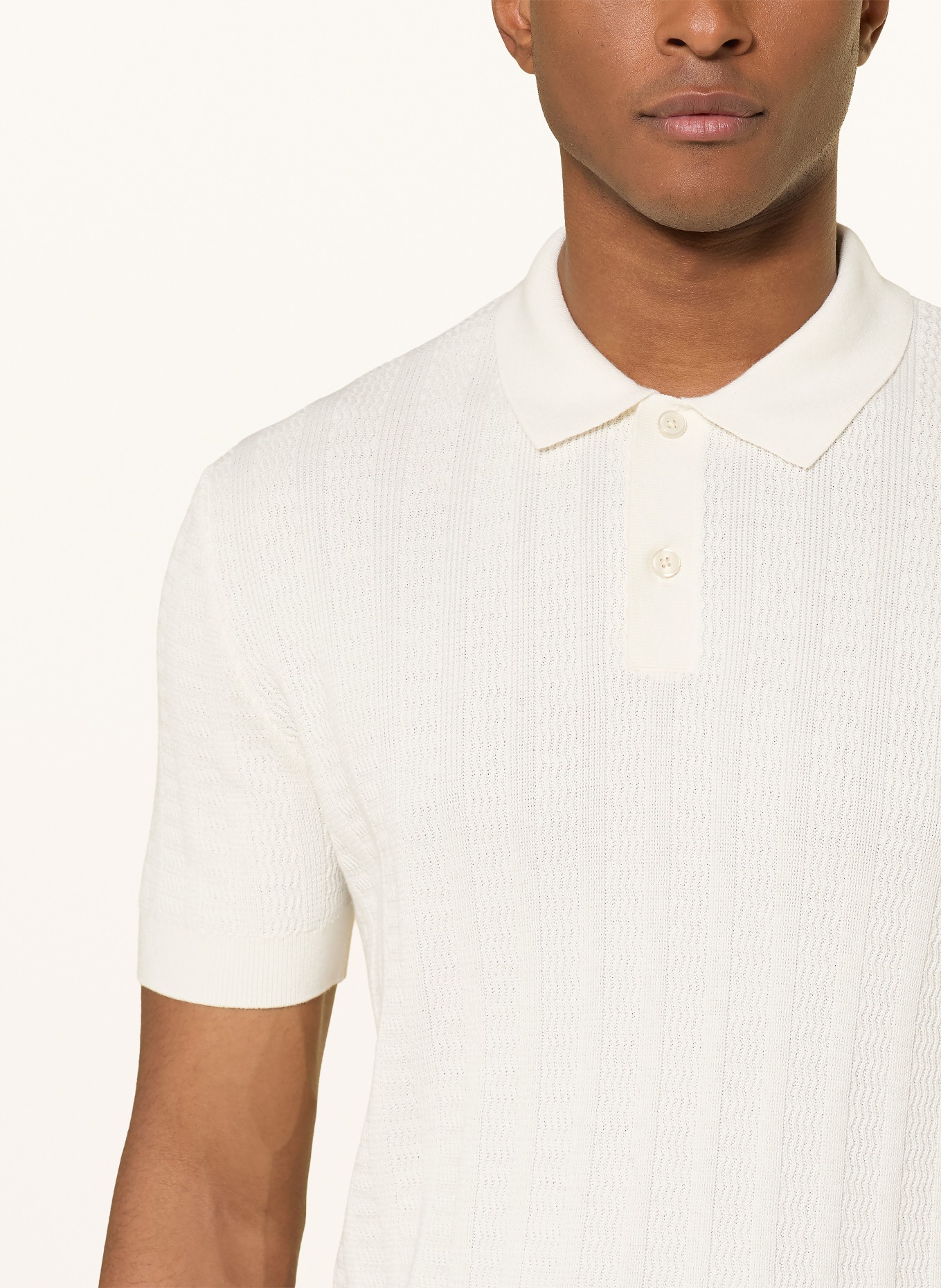 OLYMP Strick-Poloshirt: WEISS