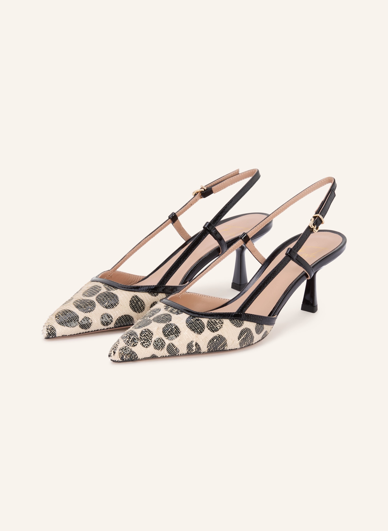 FESTA Slingpumps DORA POLKA: BEIGE / SCHWARZ