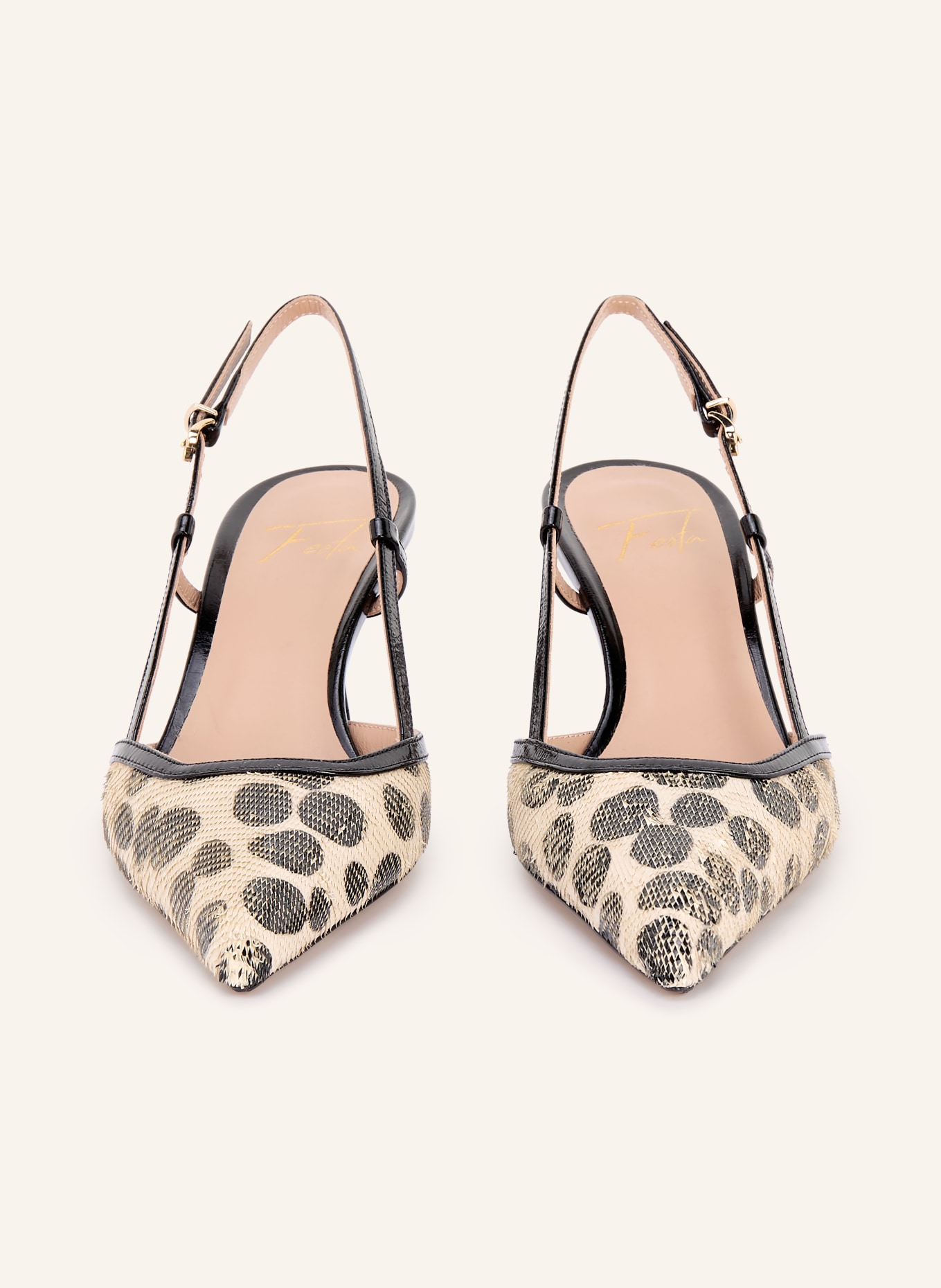 FESTA Slingpumps DORA POLKA: BEIGE / SCHWARZ
