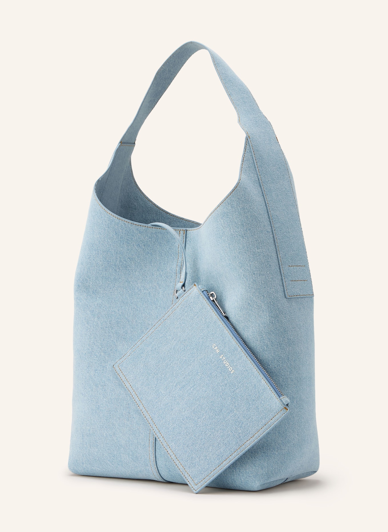 COPENHAGEN STUDIOS Beuteltasche mit Pouch: HELLBLAU / SILBER