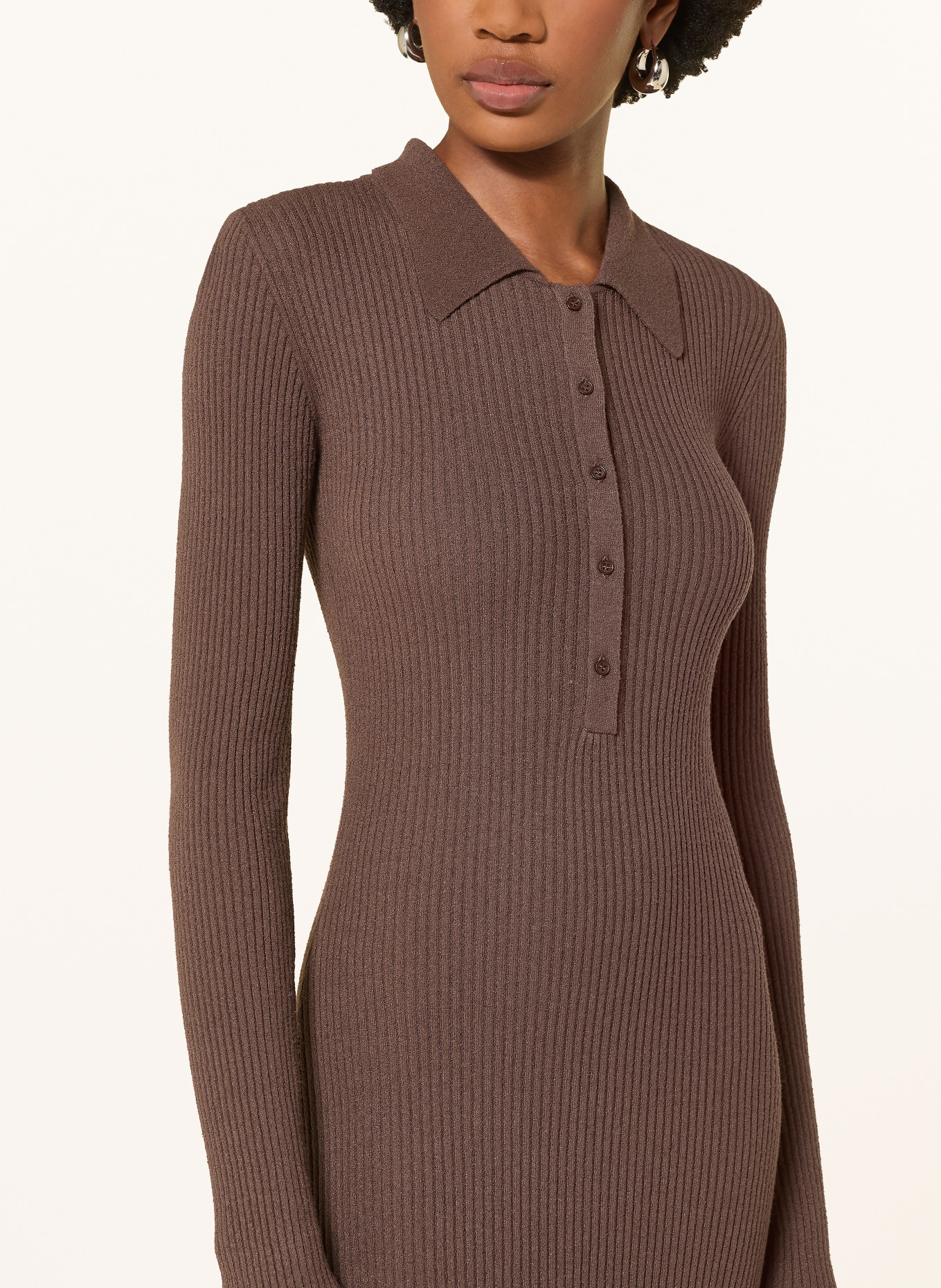 WRSTBHVR Gebreide jurk ROMI: MARRON FONCÉ