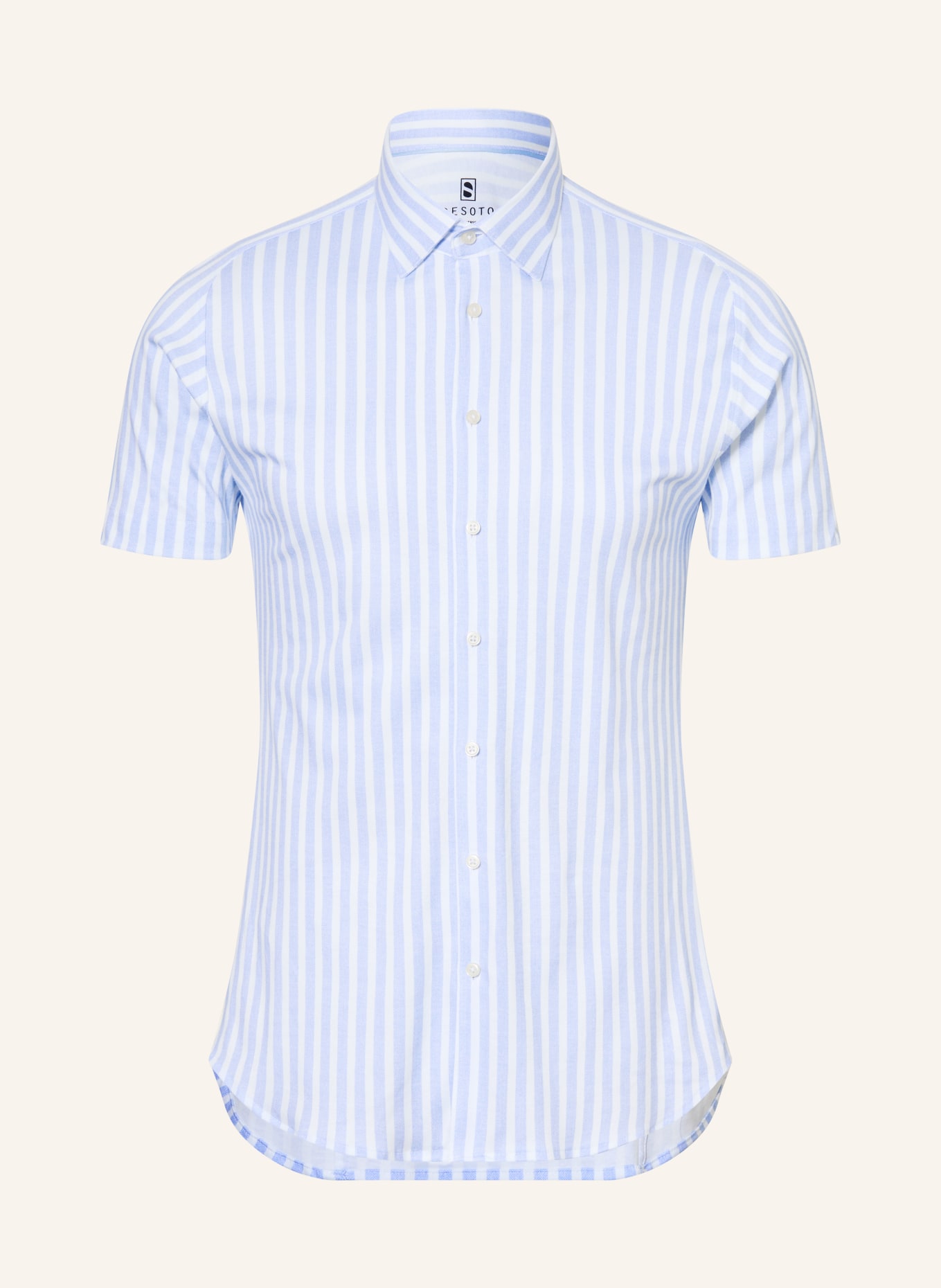 DESOTO Kurzarm-Hemd Slim Fit aus Jersey: WEISS / HELLBLAU