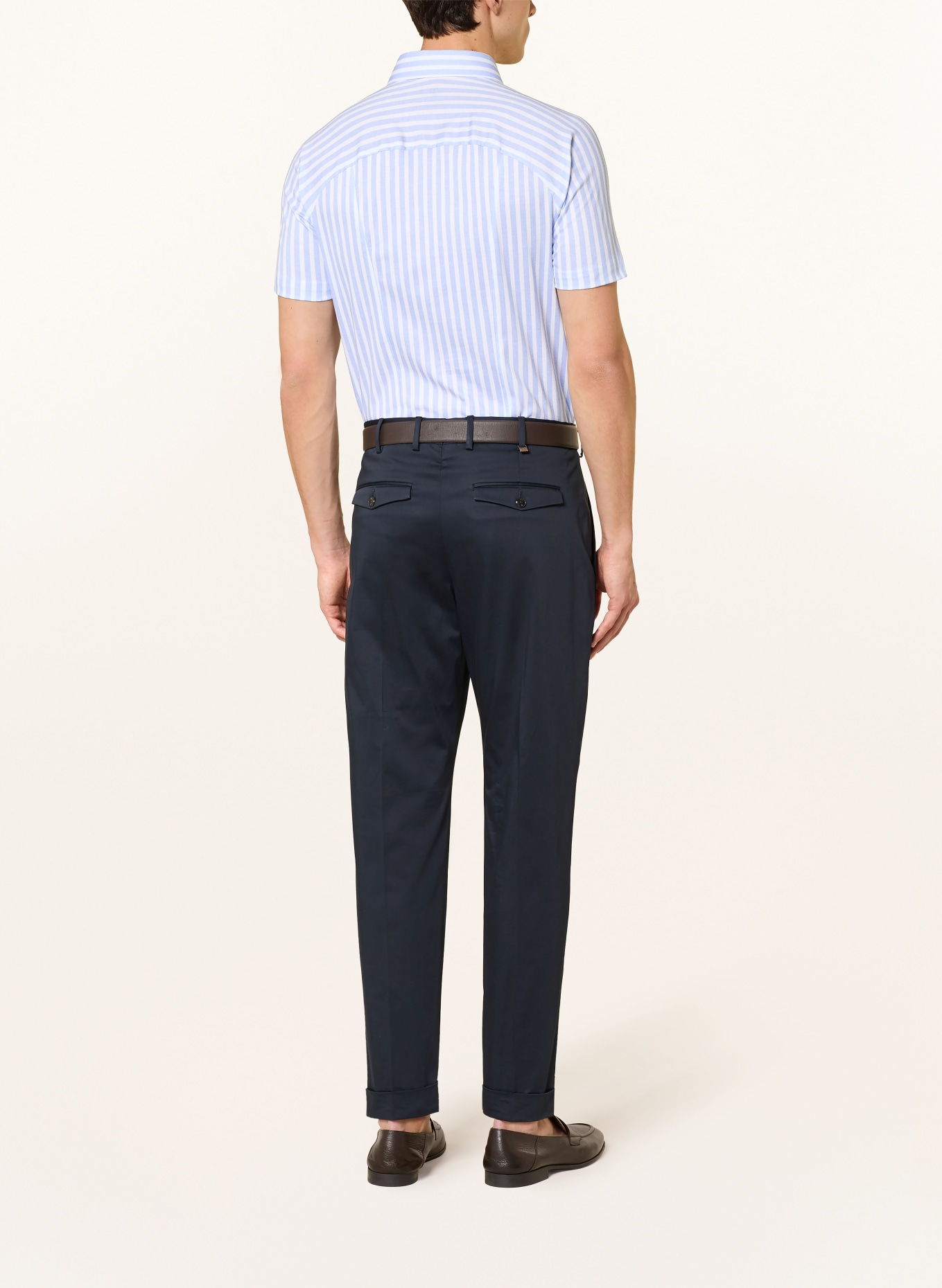 DESOTO Kurzarm-Hemd Slim Fit aus Jersey: WEISS / HELLBLAU