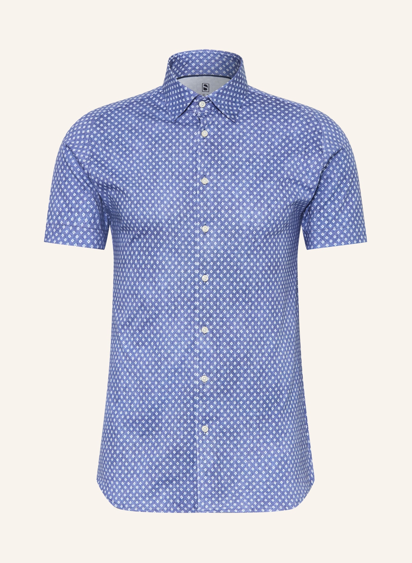 DESOTO Slim fit shirt met korte mouwen van jersey: BLAUW / WIT