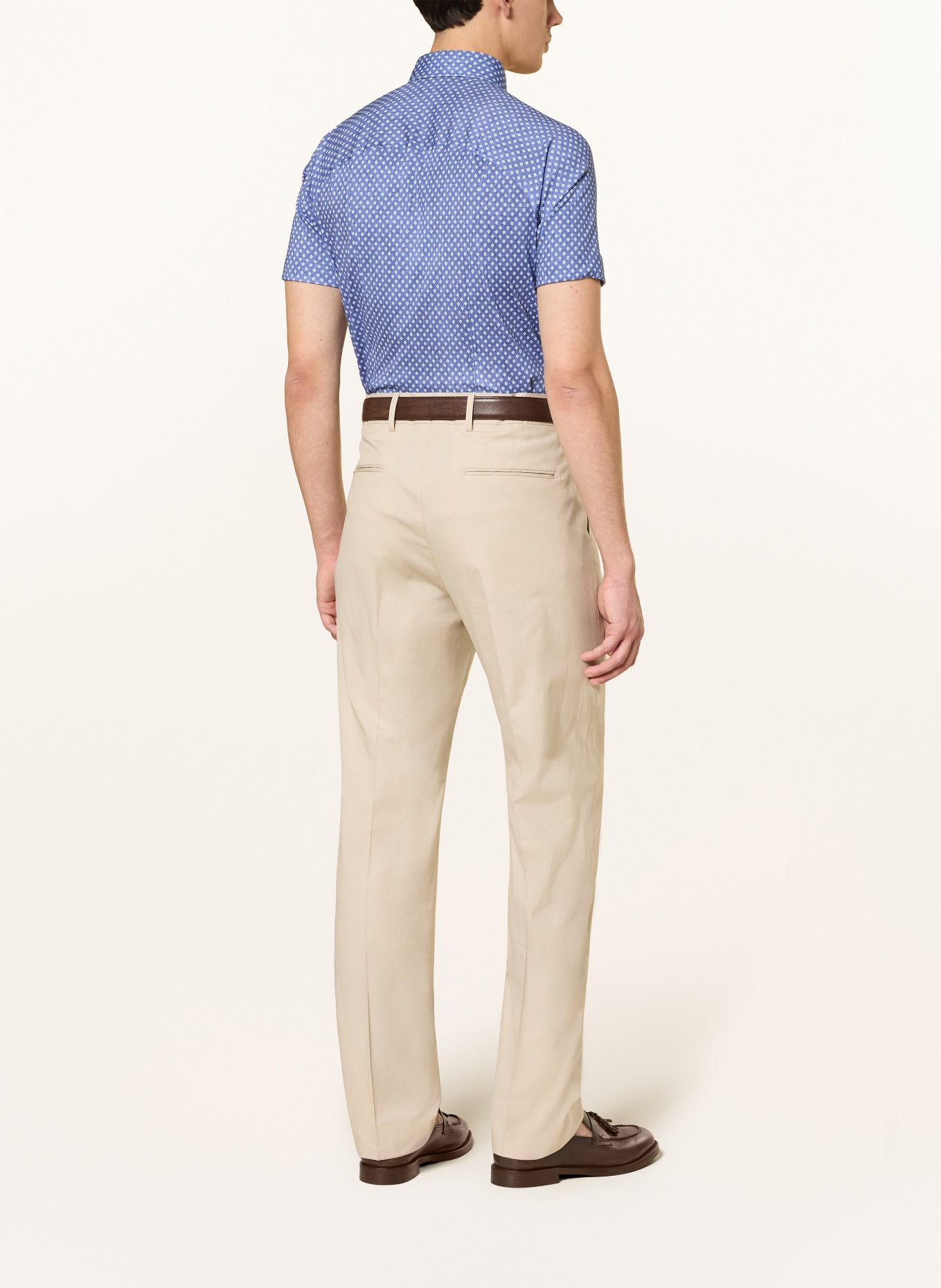 DESOTO Slim fit shirt met korte mouwen van jersey: BLAUW / WIT