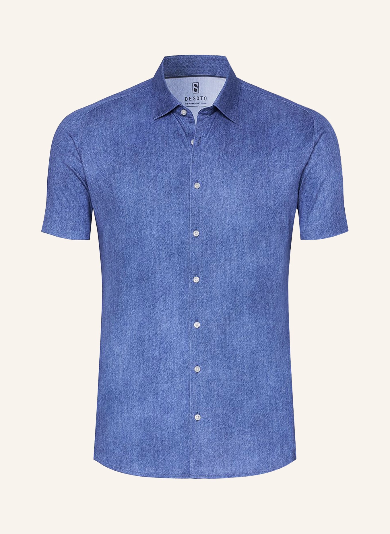 DESOTO Kurzarm-Hemd Slim Fit aus Jersey: BLAU