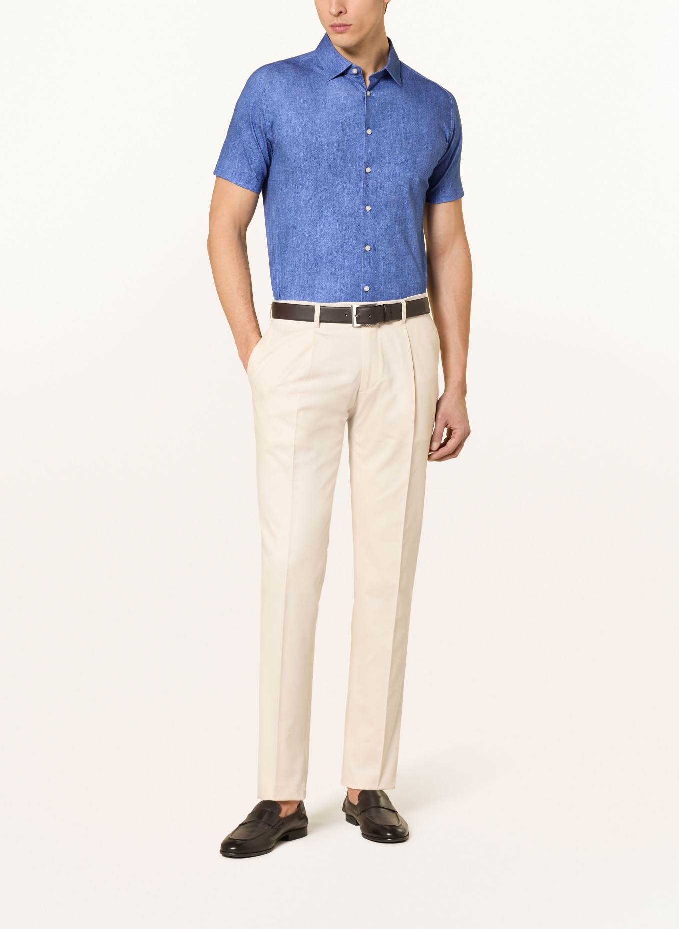 DESOTO Kurzarm-Hemd Slim Fit aus Jersey: BLAU