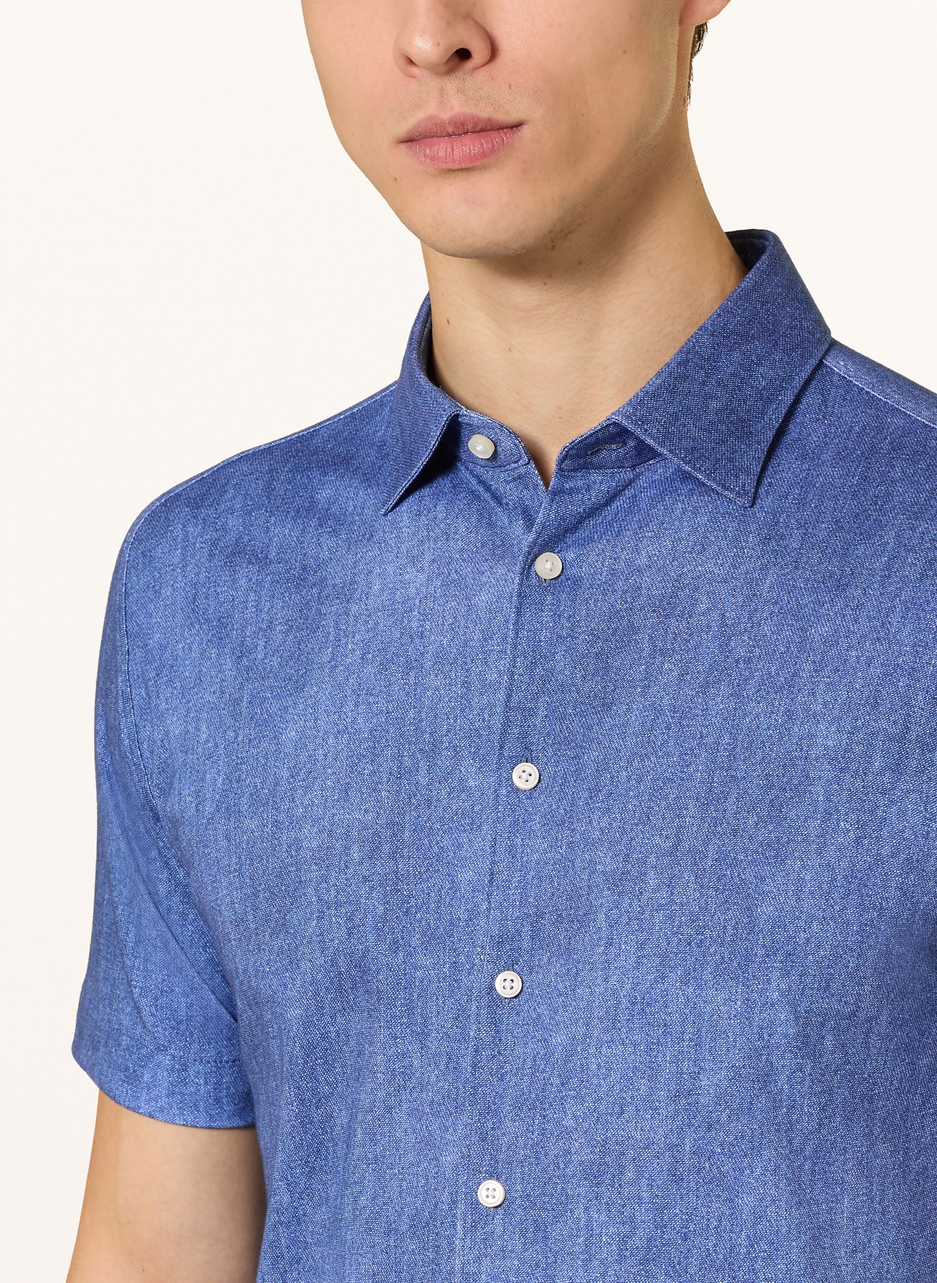 DESOTO Kurzarm-Hemd Slim Fit aus Jersey: BLAU