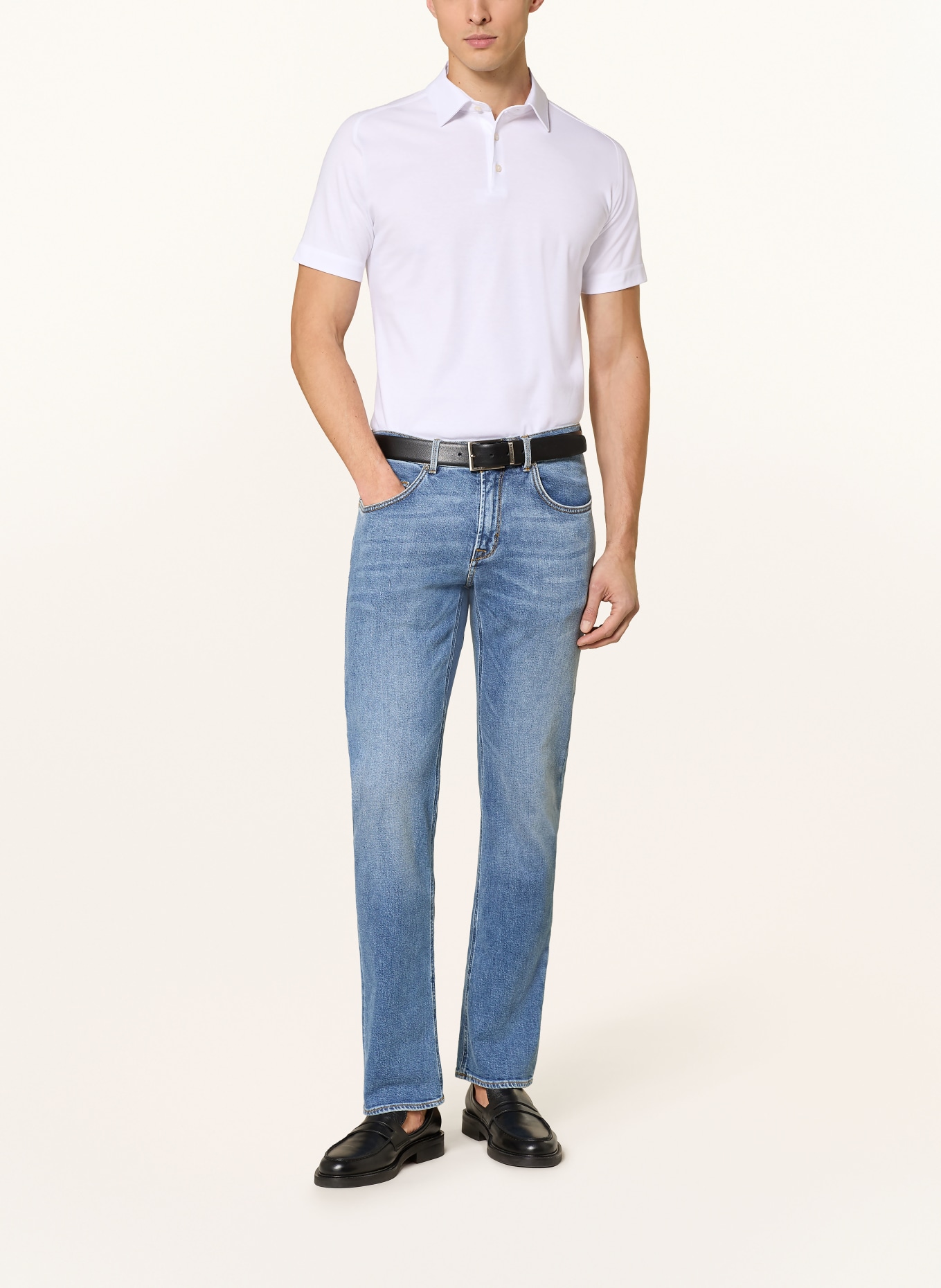 DESOTO Piqué-Poloshirt: WEISS