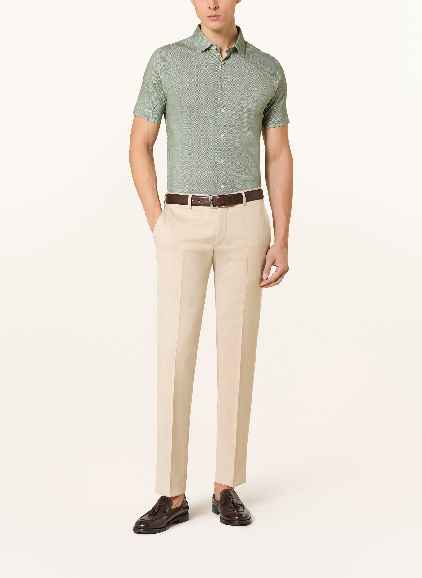 DESOTO Kurzarm-Hemd Slim Fit aus Jersey: HELLGRÜN