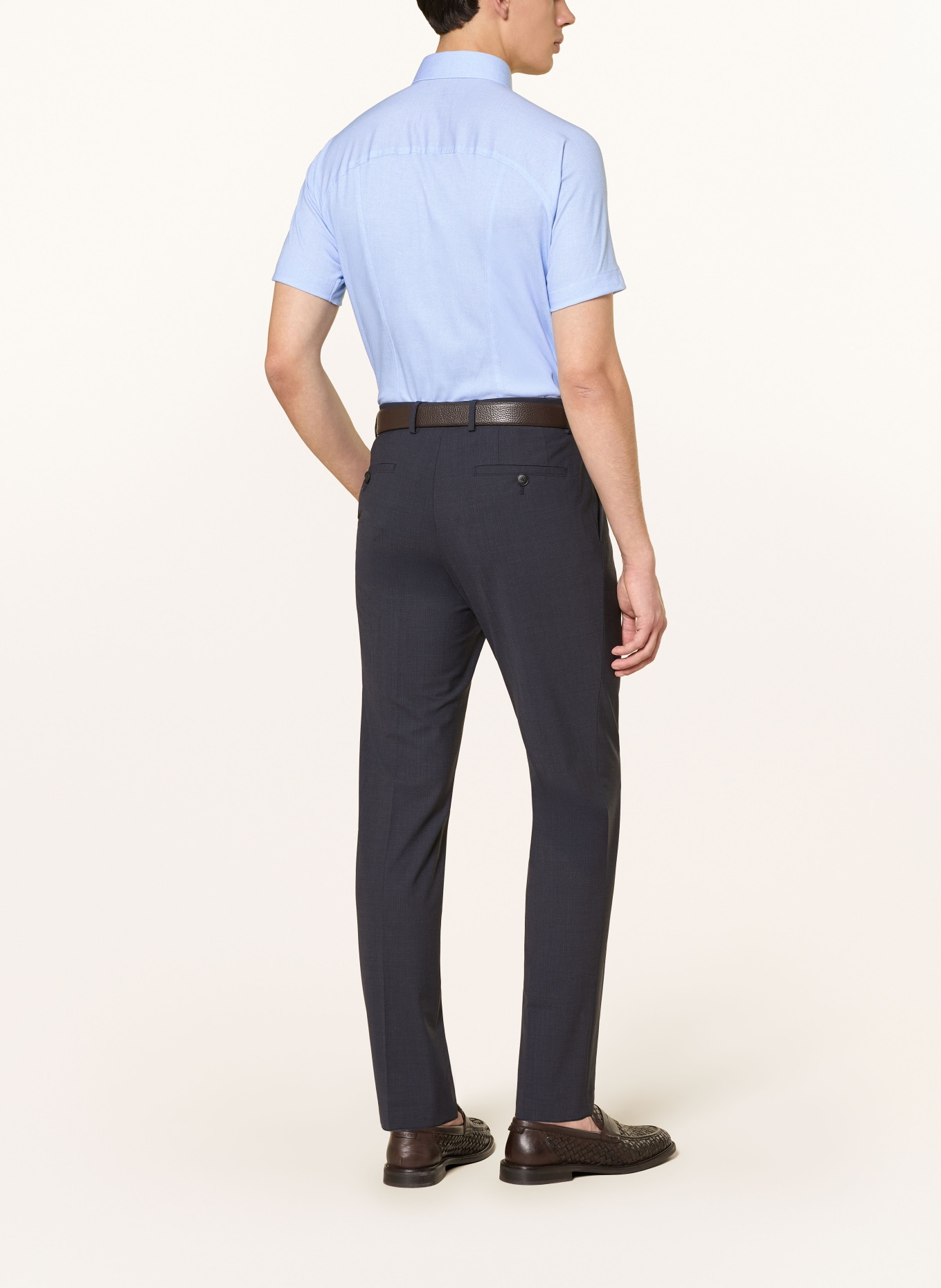 DESOTO Slim fit shirt met korte mouwen van jersey: LICHTBLAUW