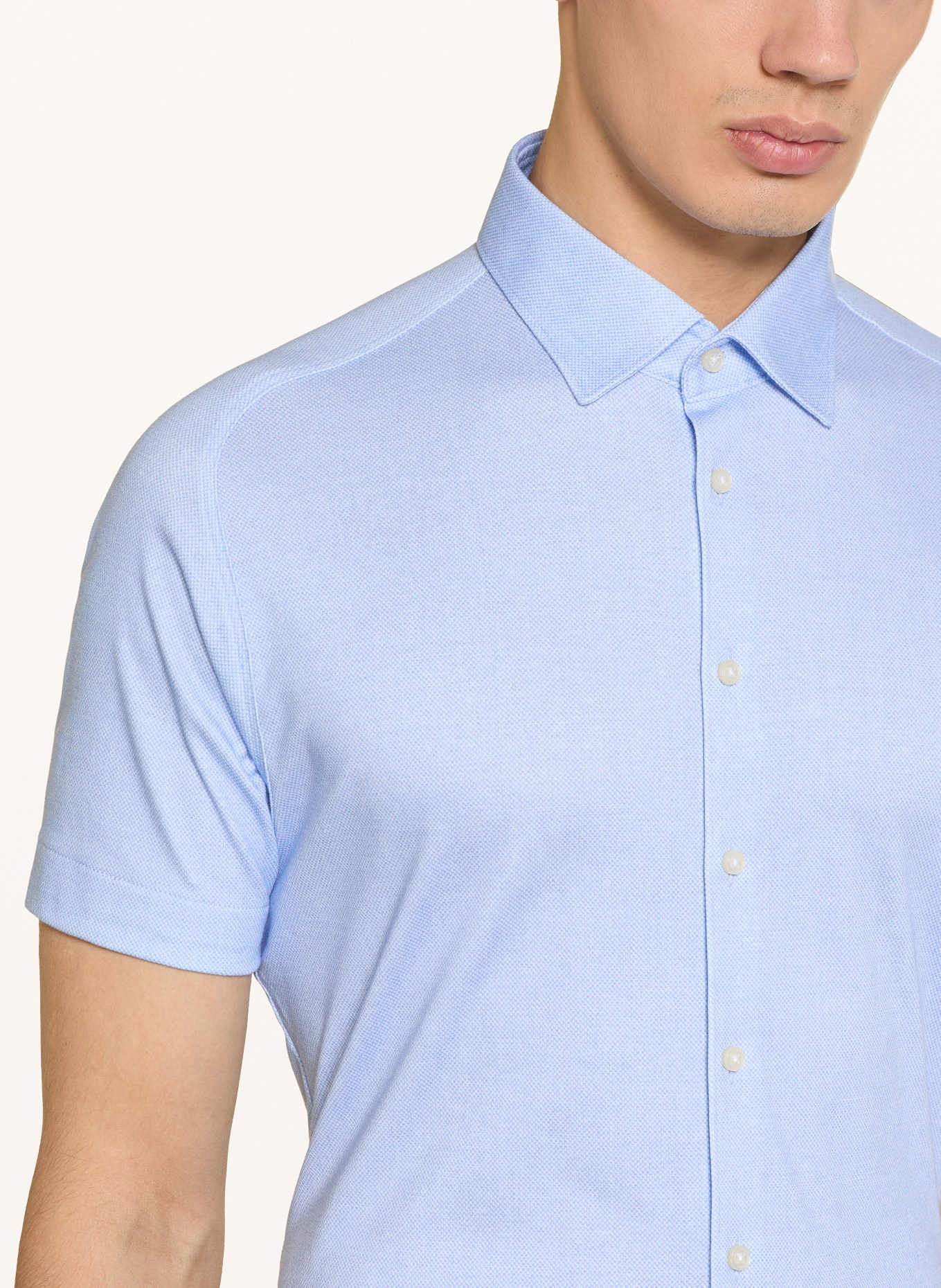 DESOTO Slim fit shirt met korte mouwen van jersey: LICHTBLAUW