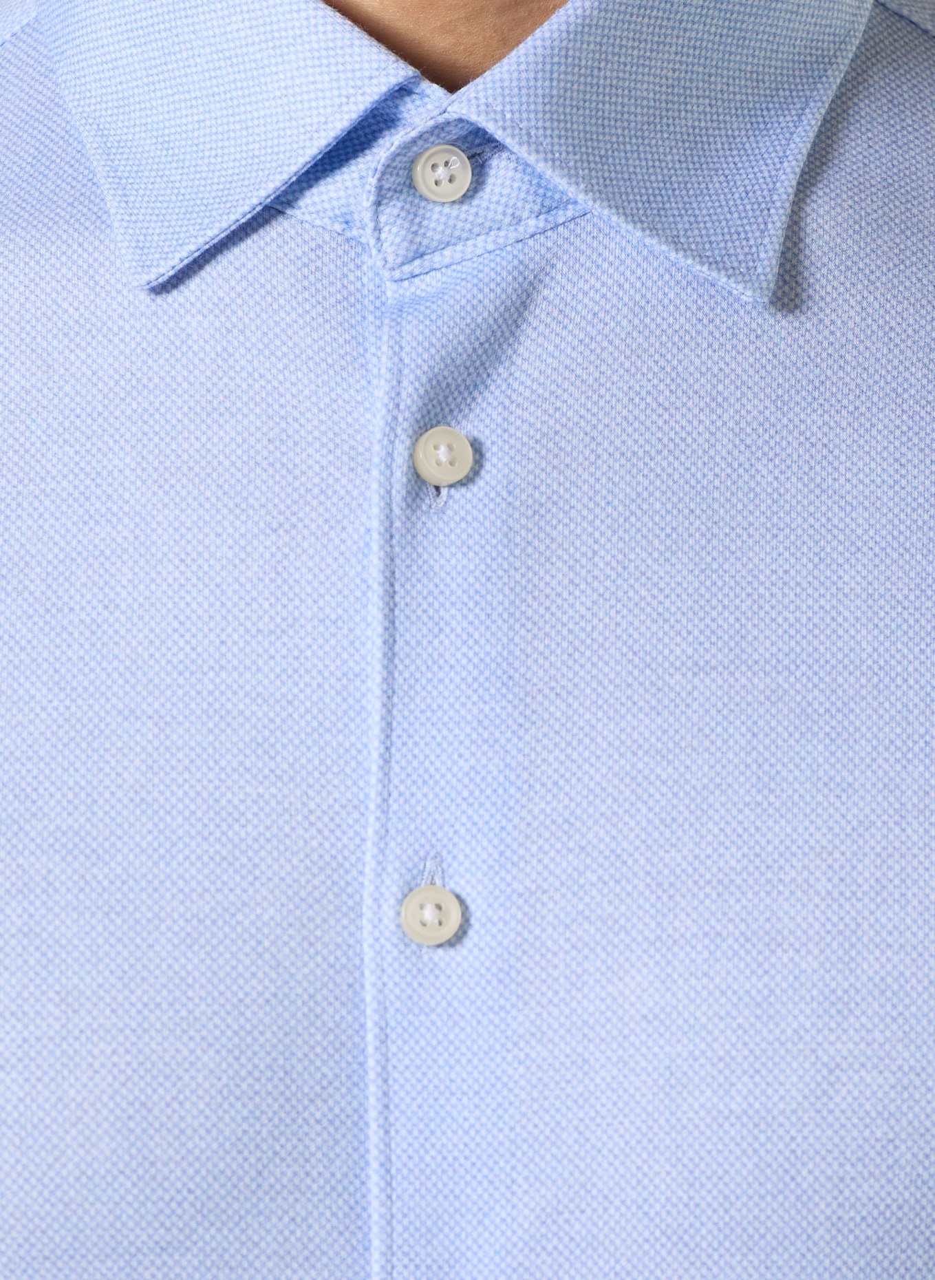 DESOTO Slim fit shirt met korte mouwen van jersey: LICHTBLAUW