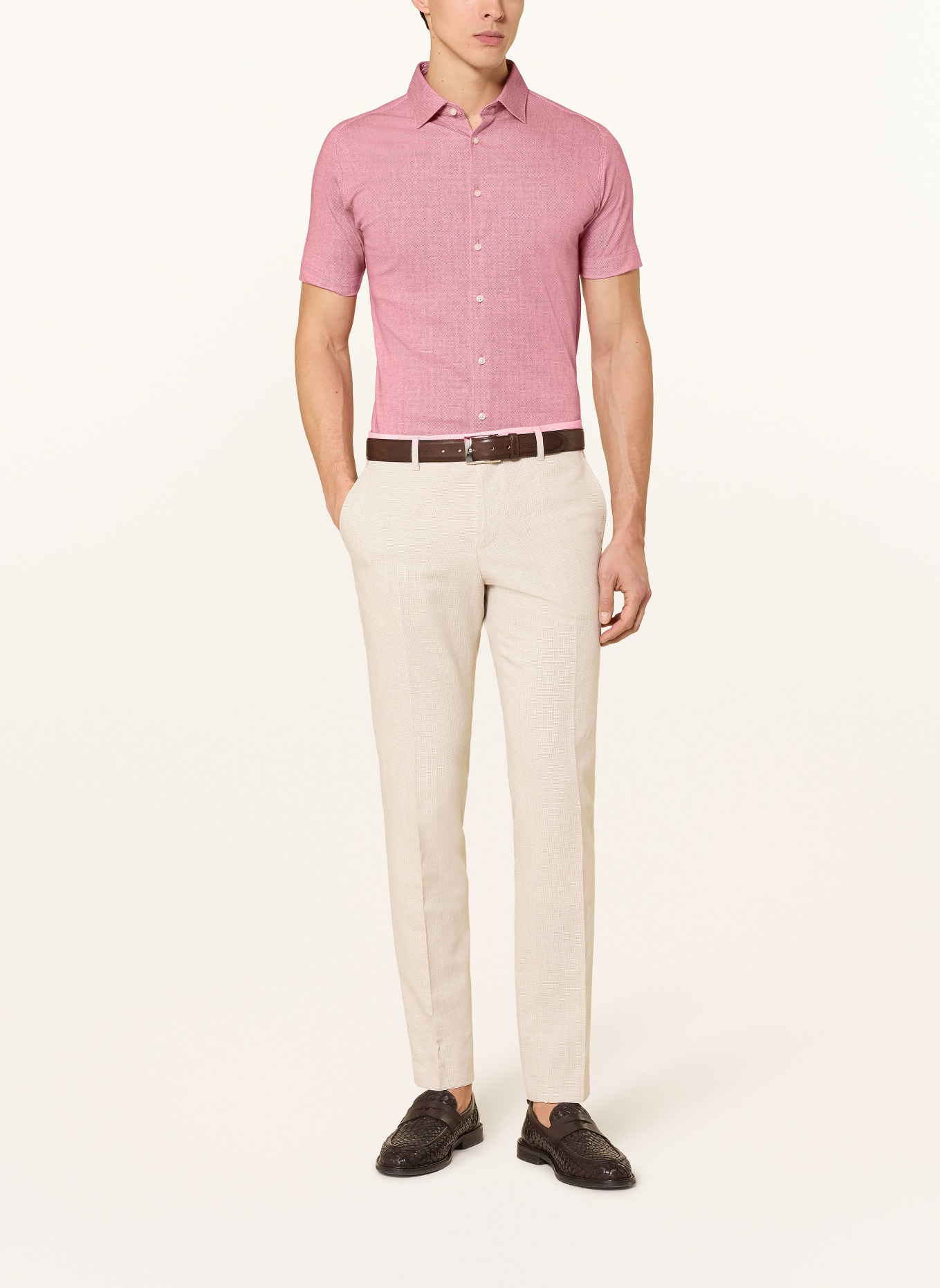 DESOTO Kurzarm-Hemd Slim Fit aus Jersey: HELLROT