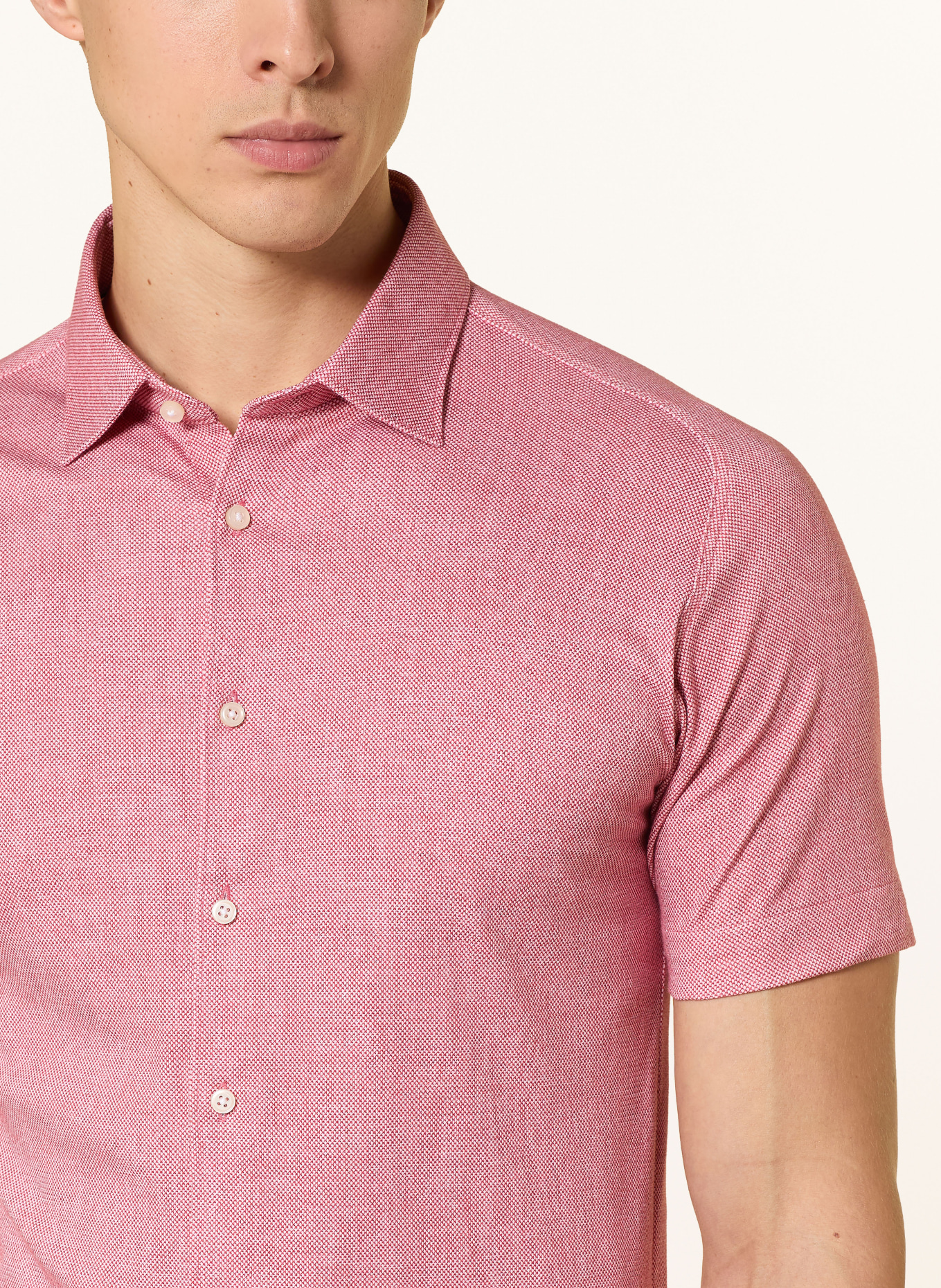 DESOTO Kurzarm-Hemd Slim Fit aus Jersey: HELLROT