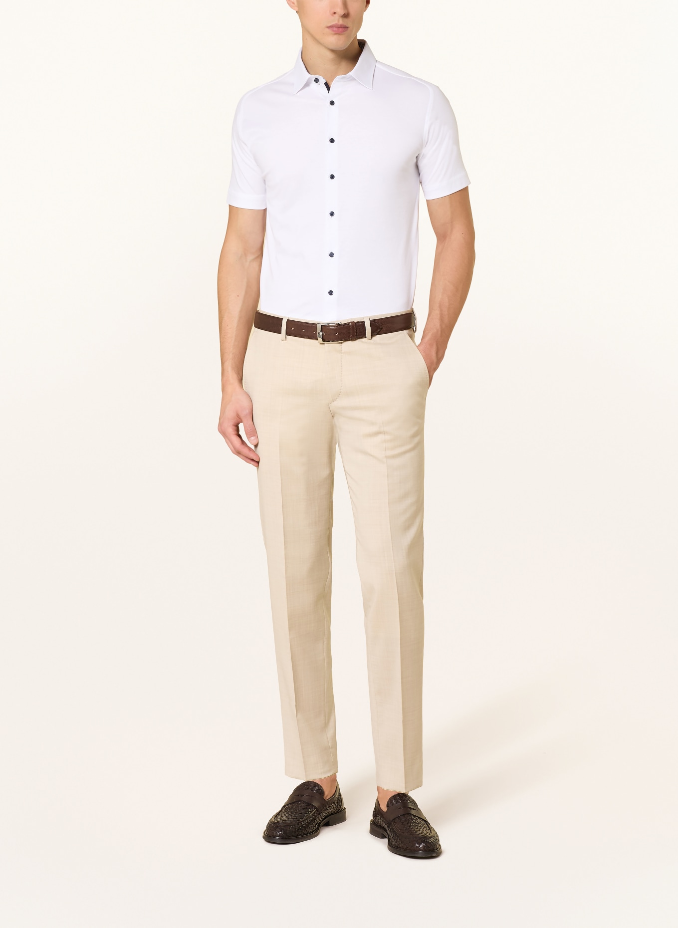 DESOTO Kurzarm-Hemd Slim Fit aus Jersey: WEISS