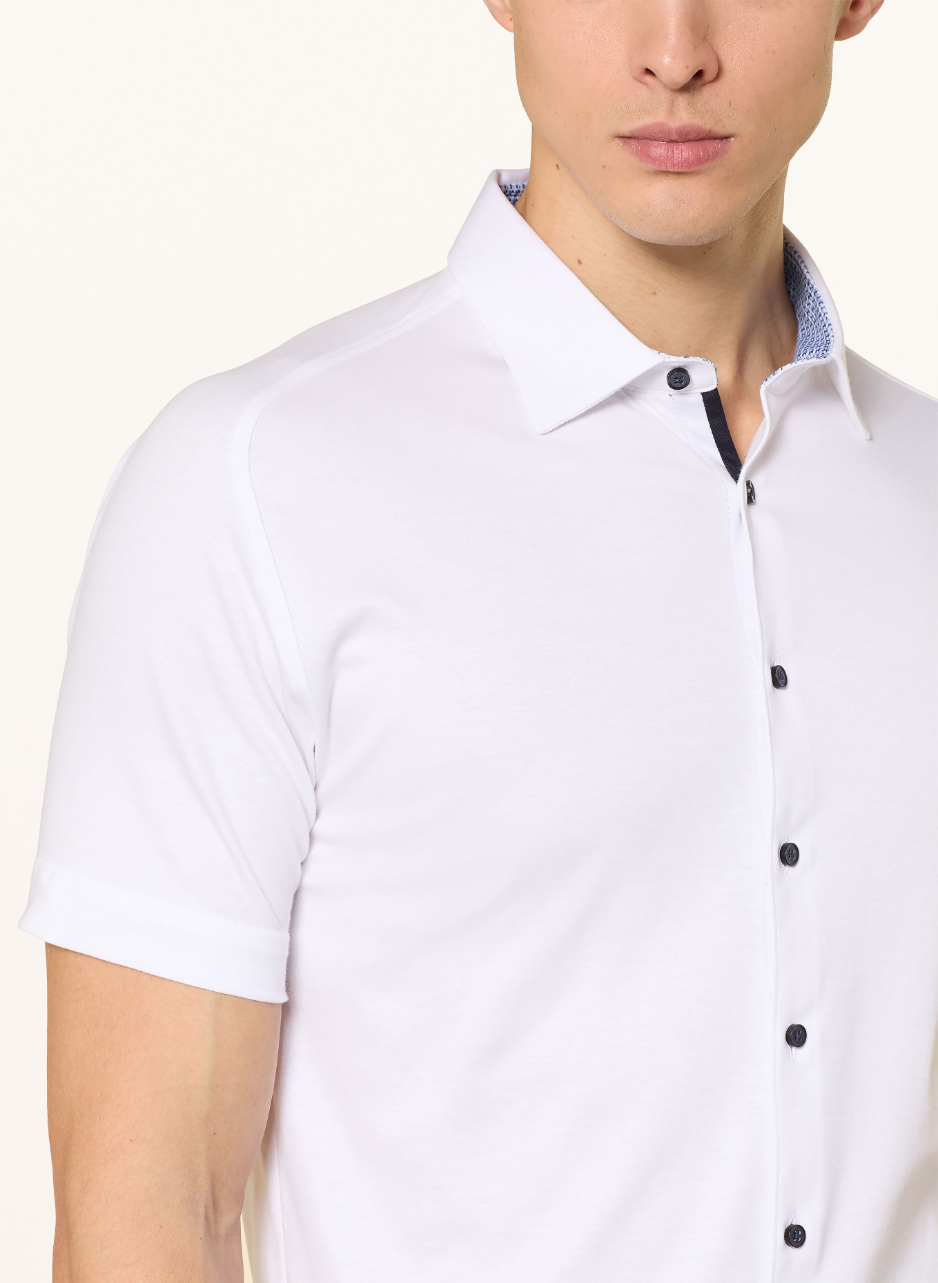 DESOTO Kurzarm-Hemd Slim Fit aus Jersey: WEISS