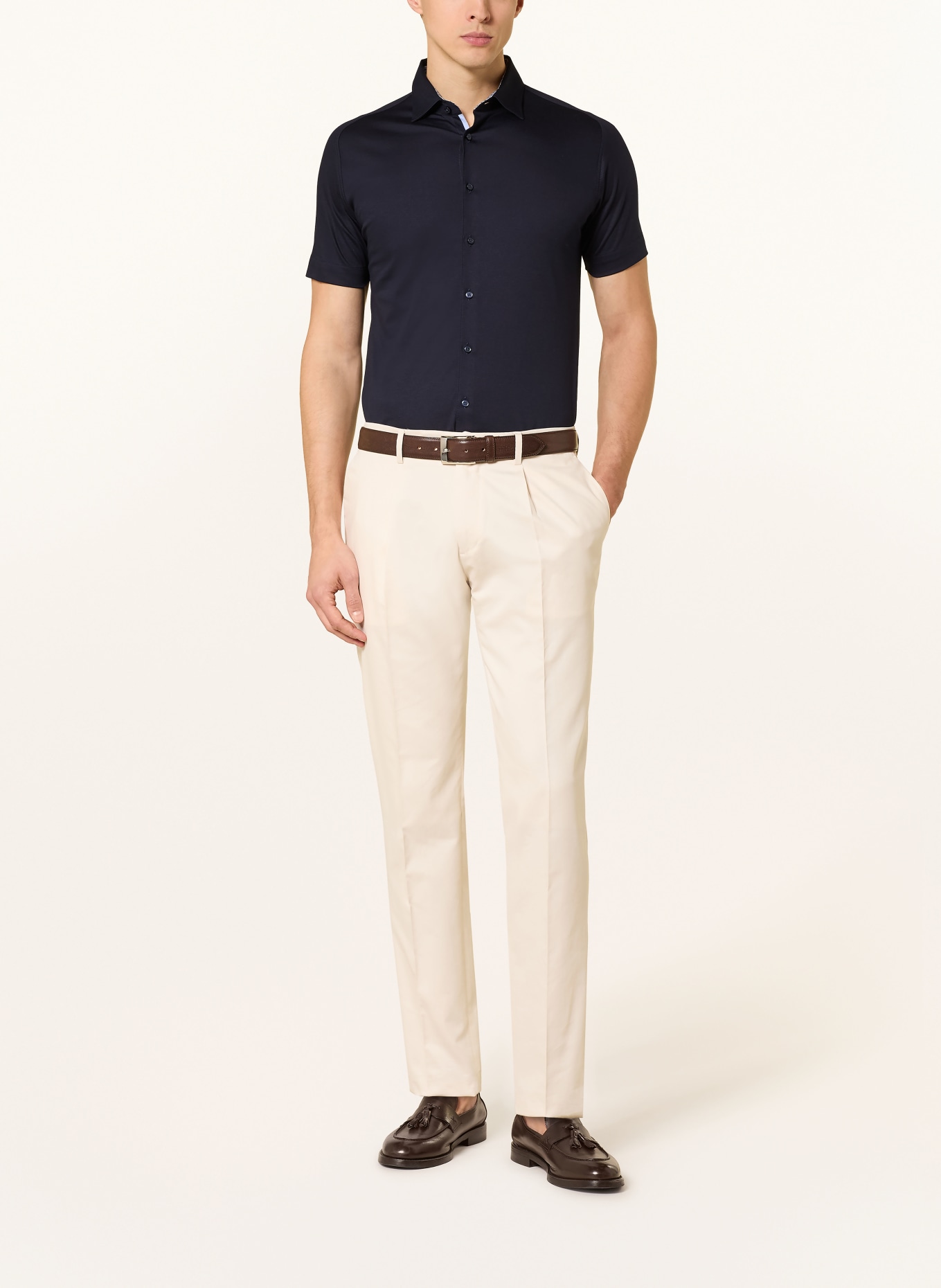 DESOTO Kurzarm-Hemd Slim Fit aus Jersey: DUNKELBLAU