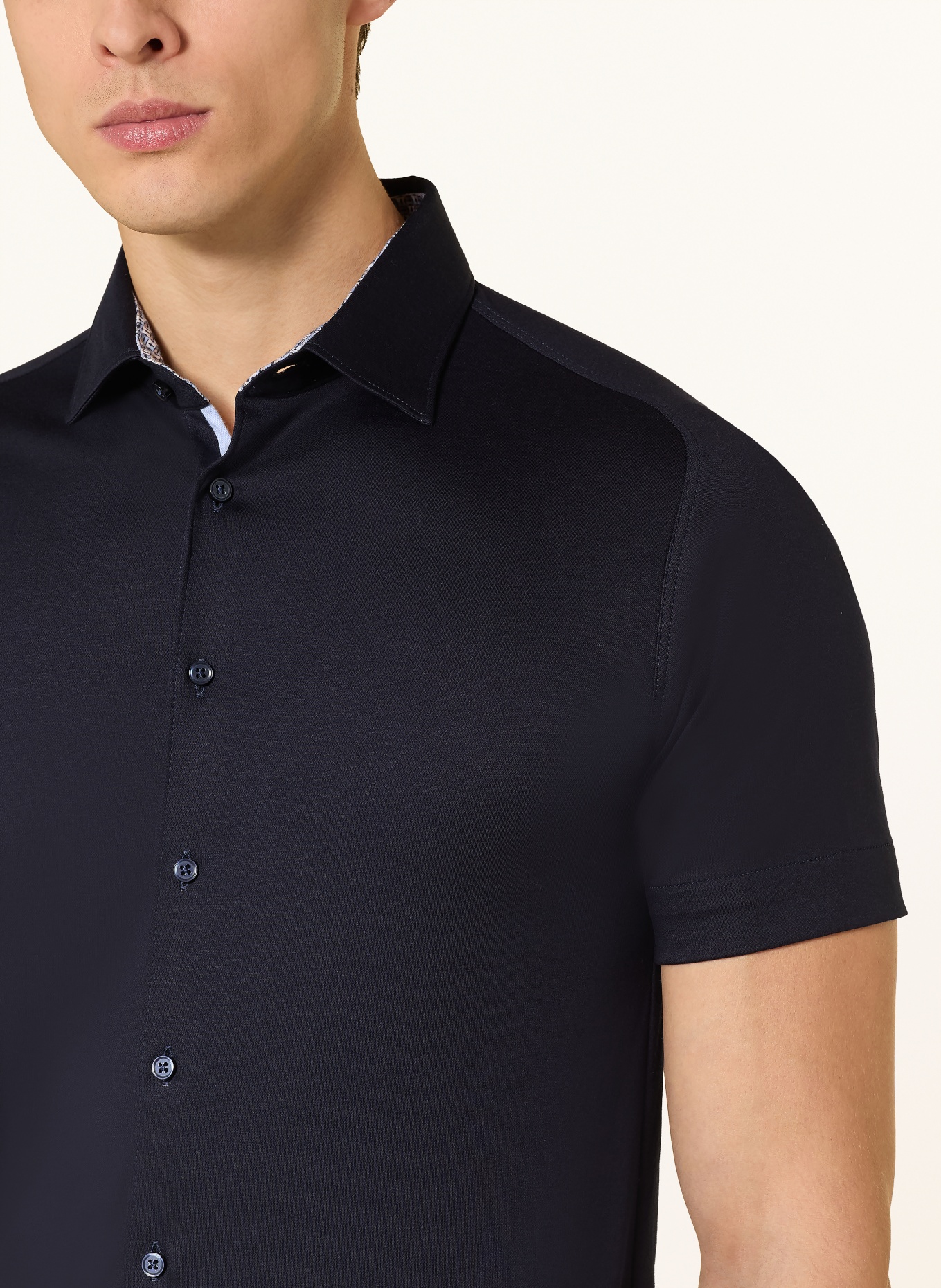 DESOTO Kurzarm-Hemd Slim Fit aus Jersey: DUNKELBLAU