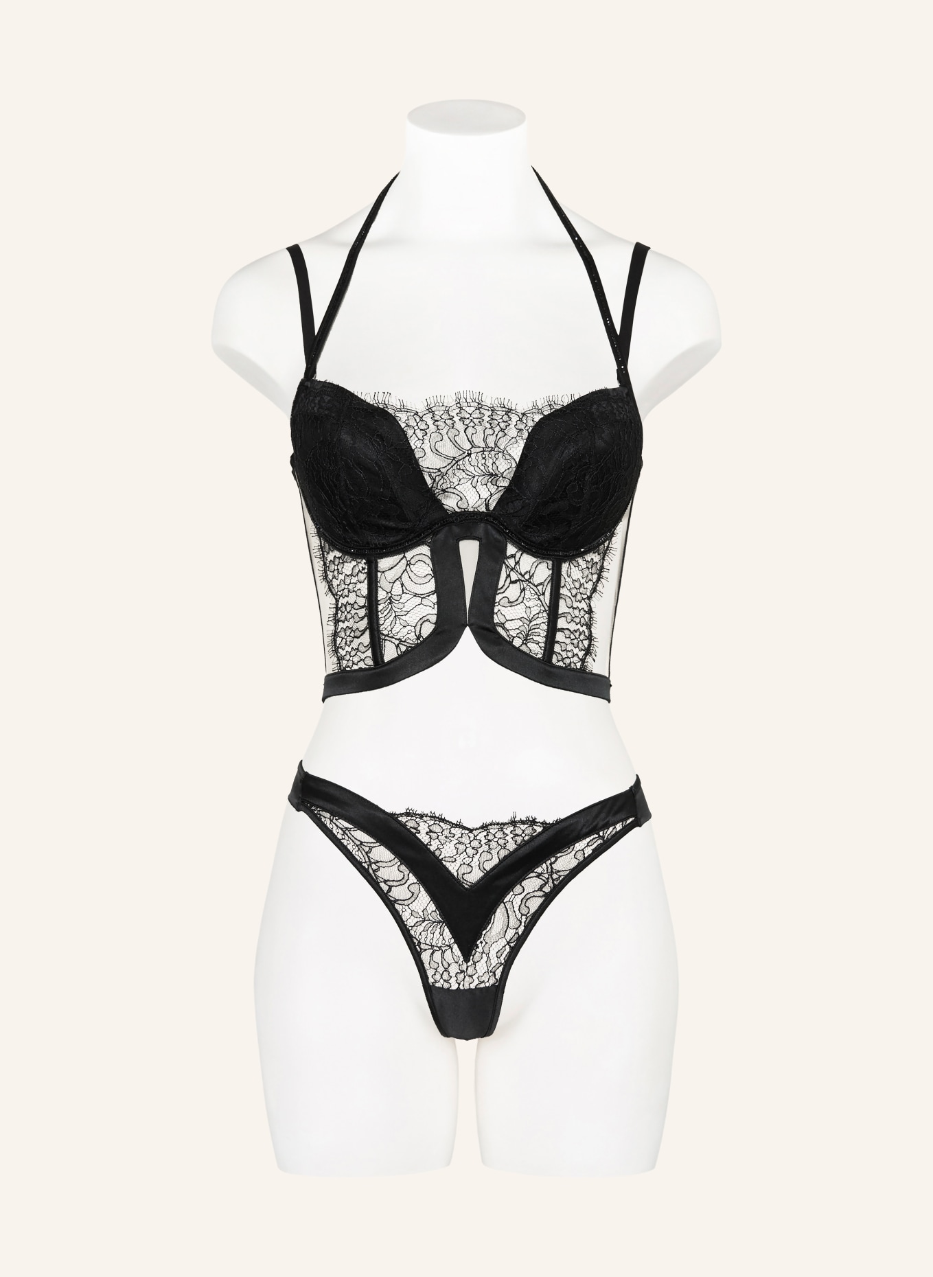 LIVY Corsage BURNING DESIRE avec pierres précieuses: NOIR