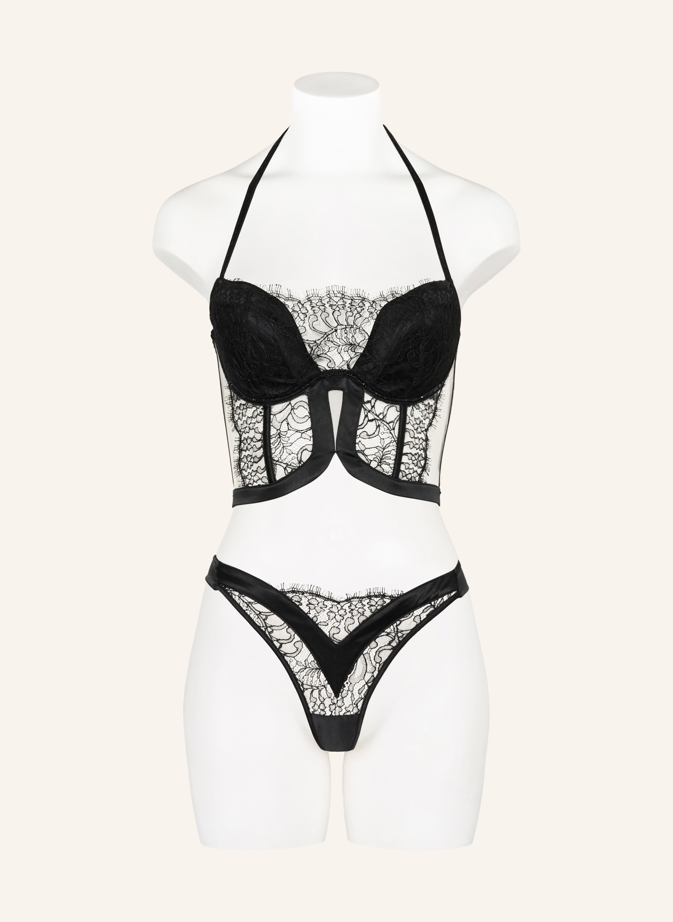 LIVY Corsage BURNING DESIRE avec pierres précieuses: NOIR